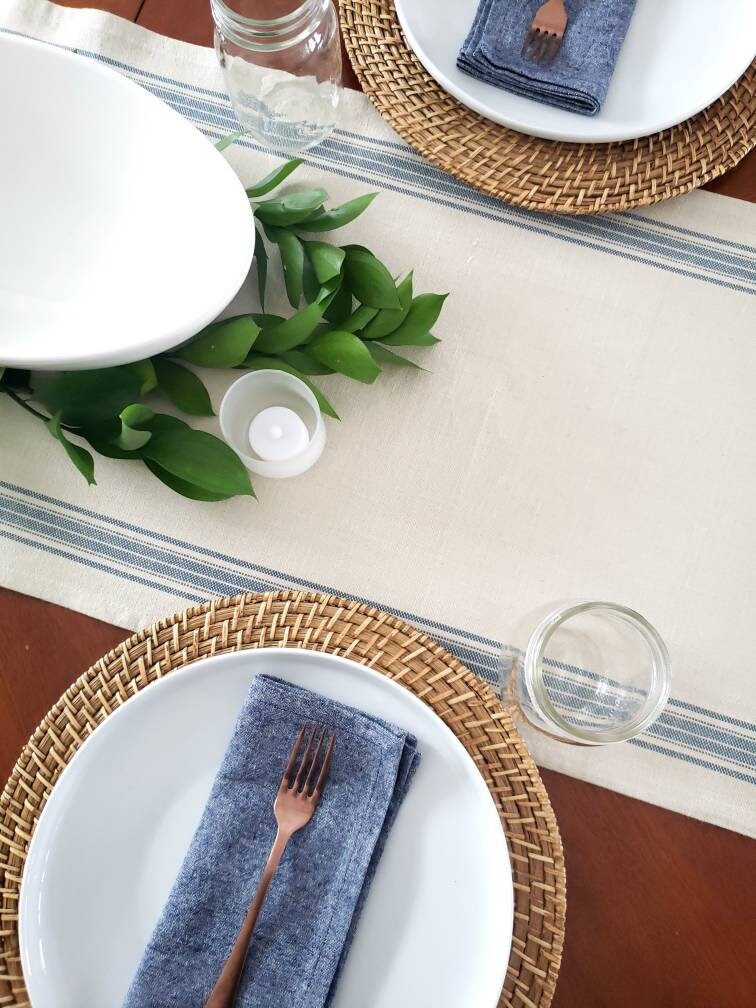 Blue Grain Sack Table Runner