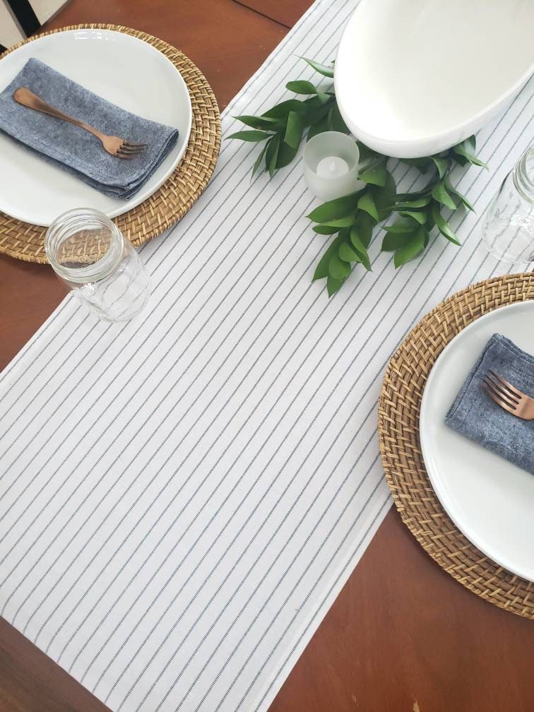 Blue Ticking Stripe Runner