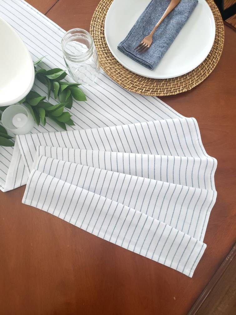 Blue Ticking Stripe Runner