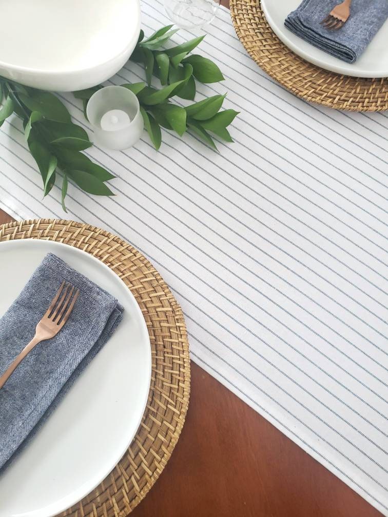 Blue Ticking Stripe Runner