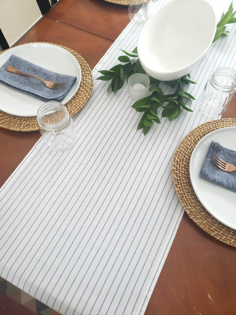Blue Ticking Stripe Runner