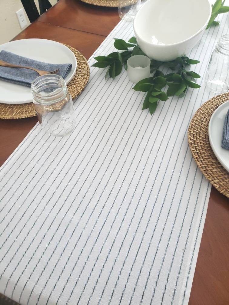Blue Ticking Stripe Runner