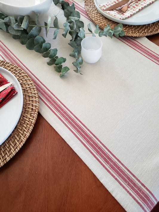 Red Grain Sack Table Runner