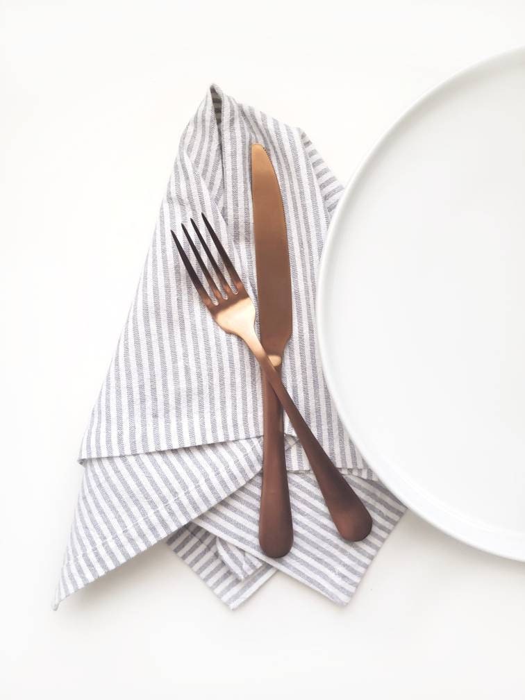 Ticking Stripe Linen Napkins