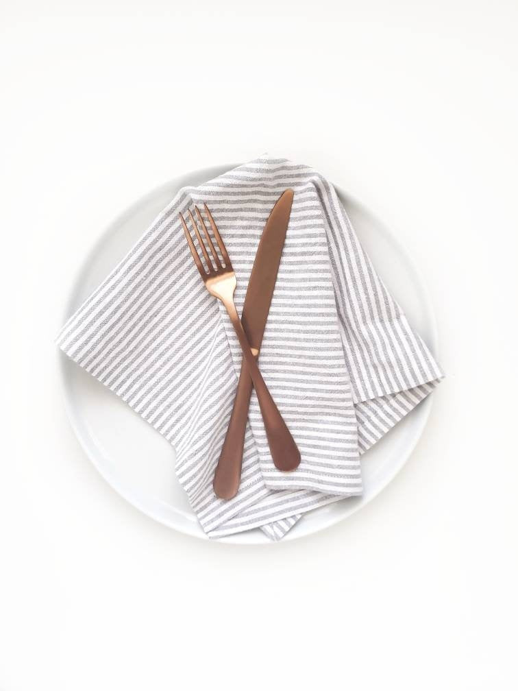 Ticking Stripe Linen Napkins