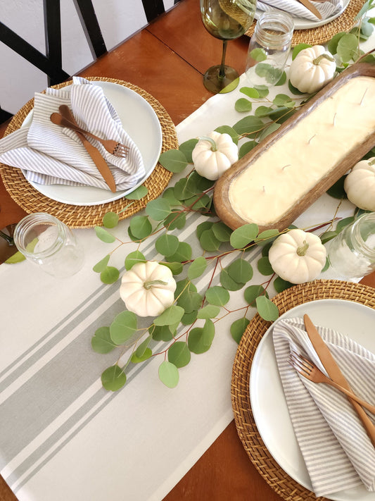 Ivory & Gray Striped Table Runner