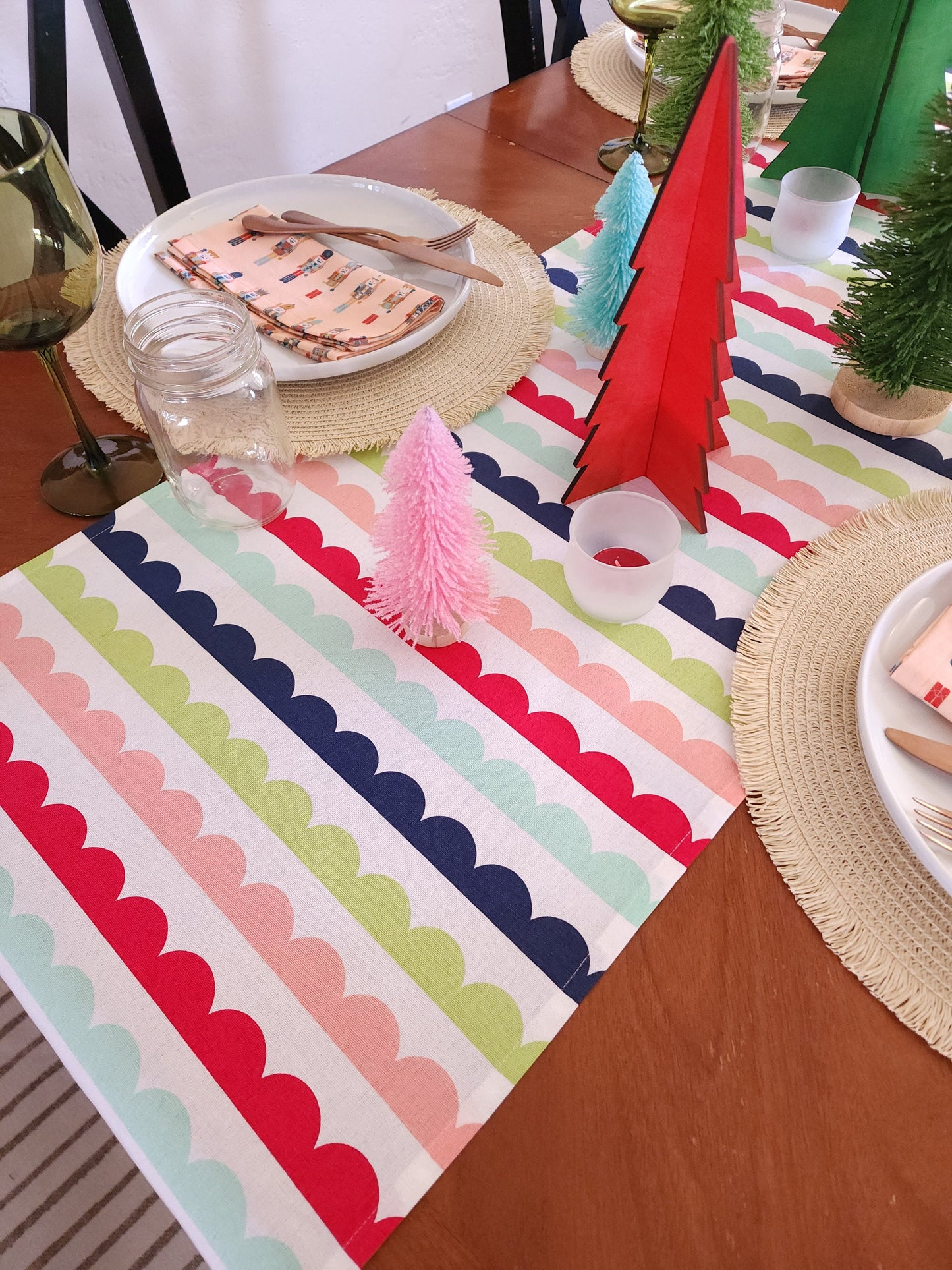 Colorful Scalloped Table Runner