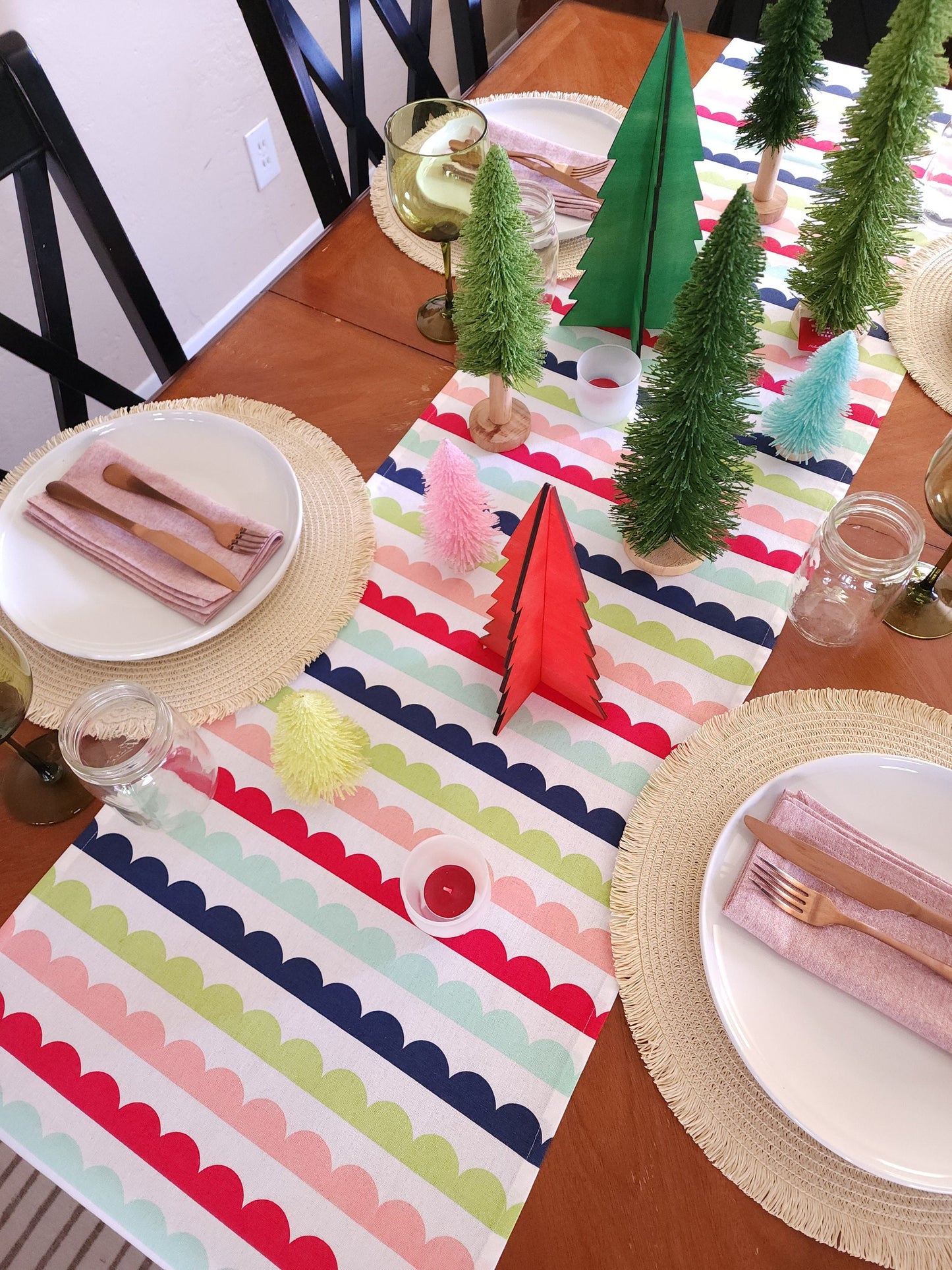 Colorful Scalloped Table Runner