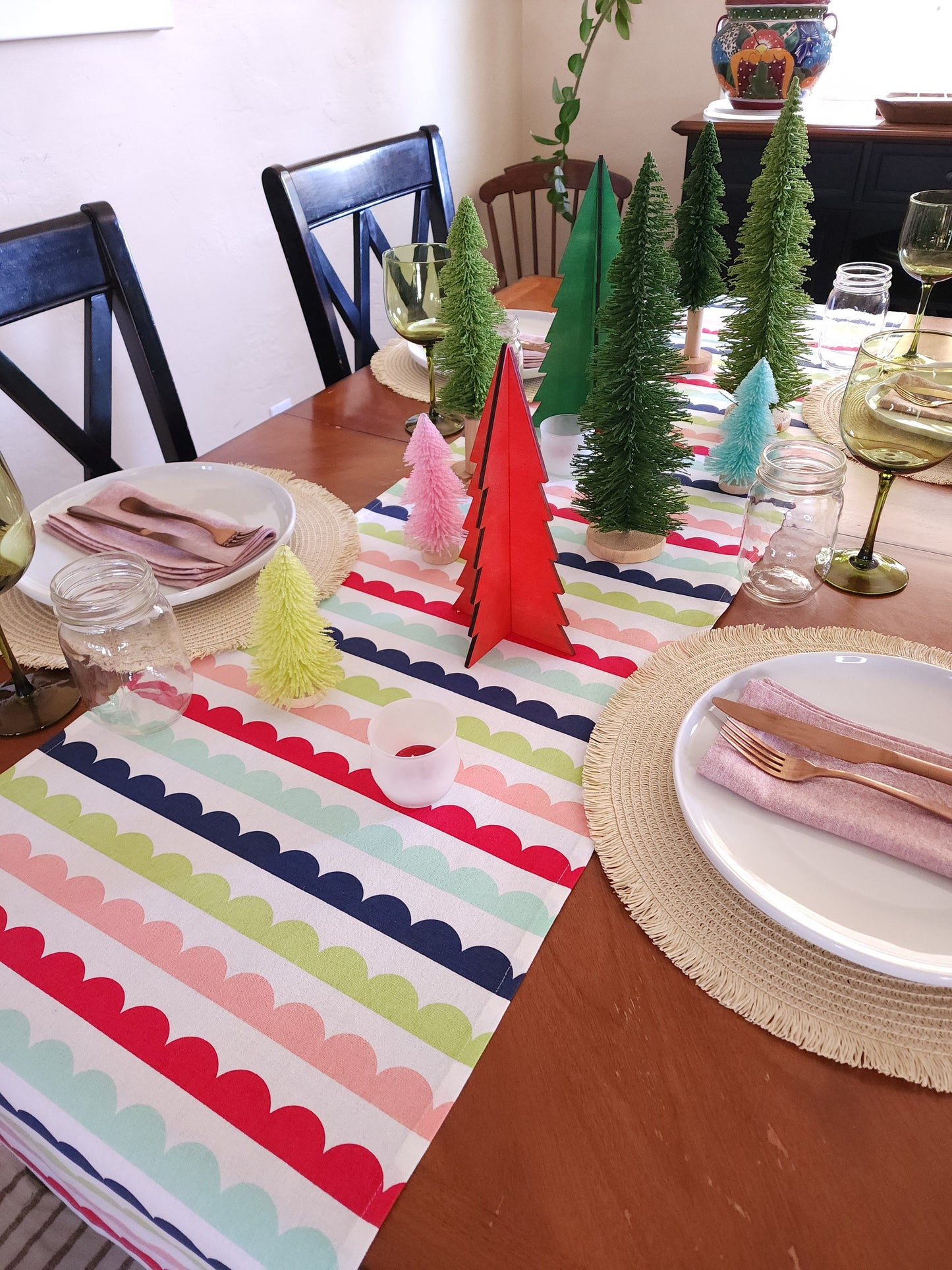 Colorful Scalloped Table Runner