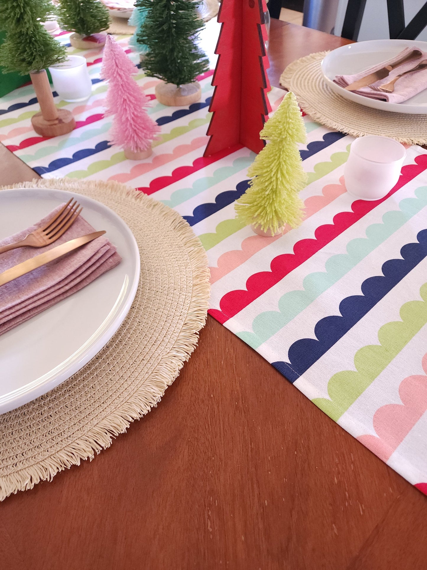 Colorful Scalloped Table Runner