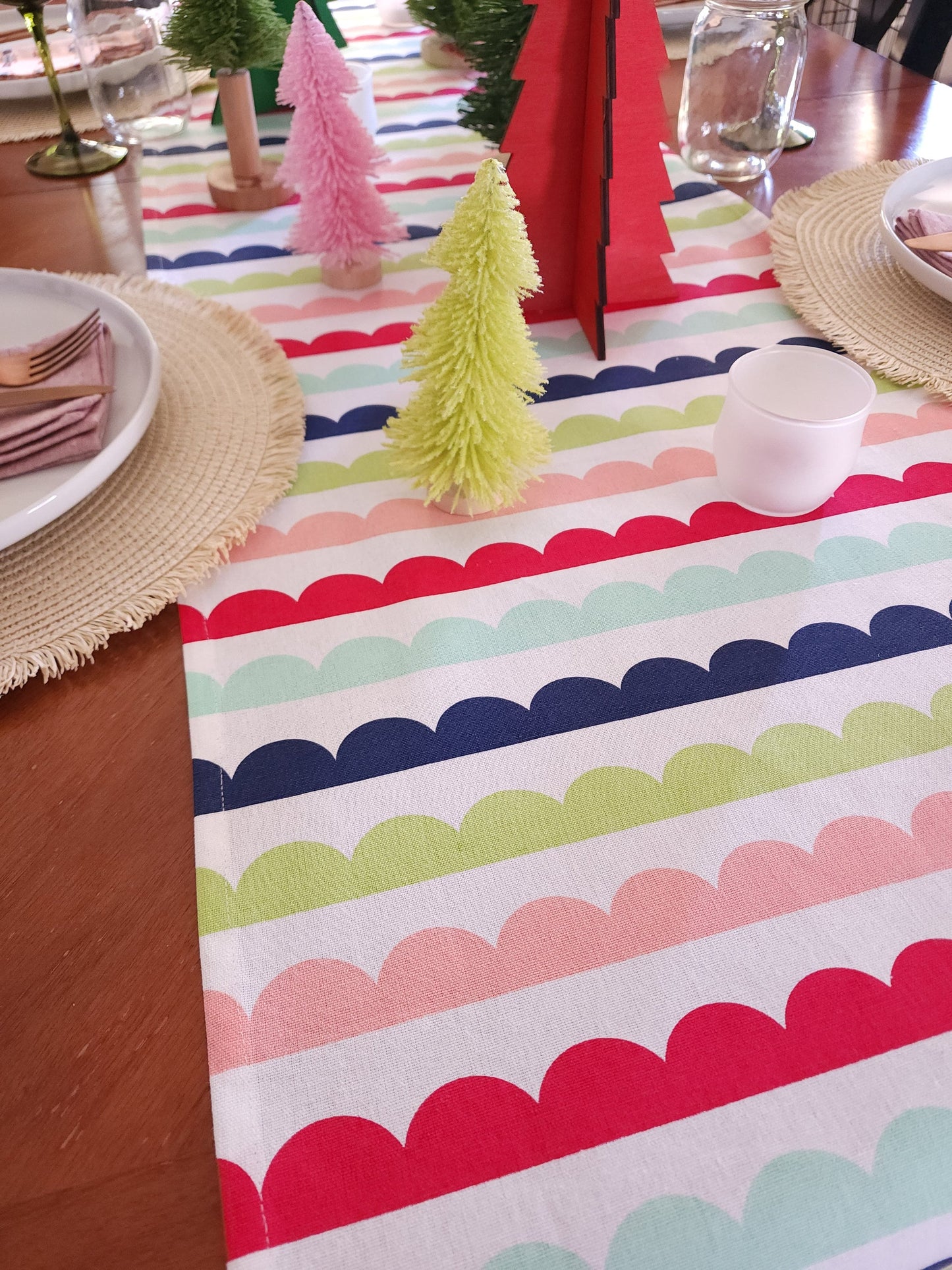 Colorful Scalloped Table Runner