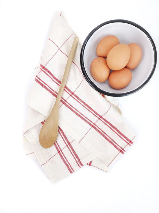 Ivory & Red Plaid Towel