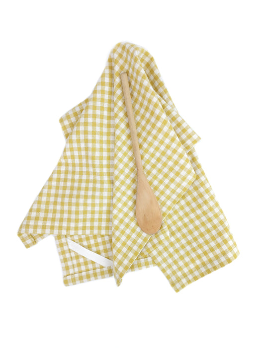 Yellow Gingham Linen Towel