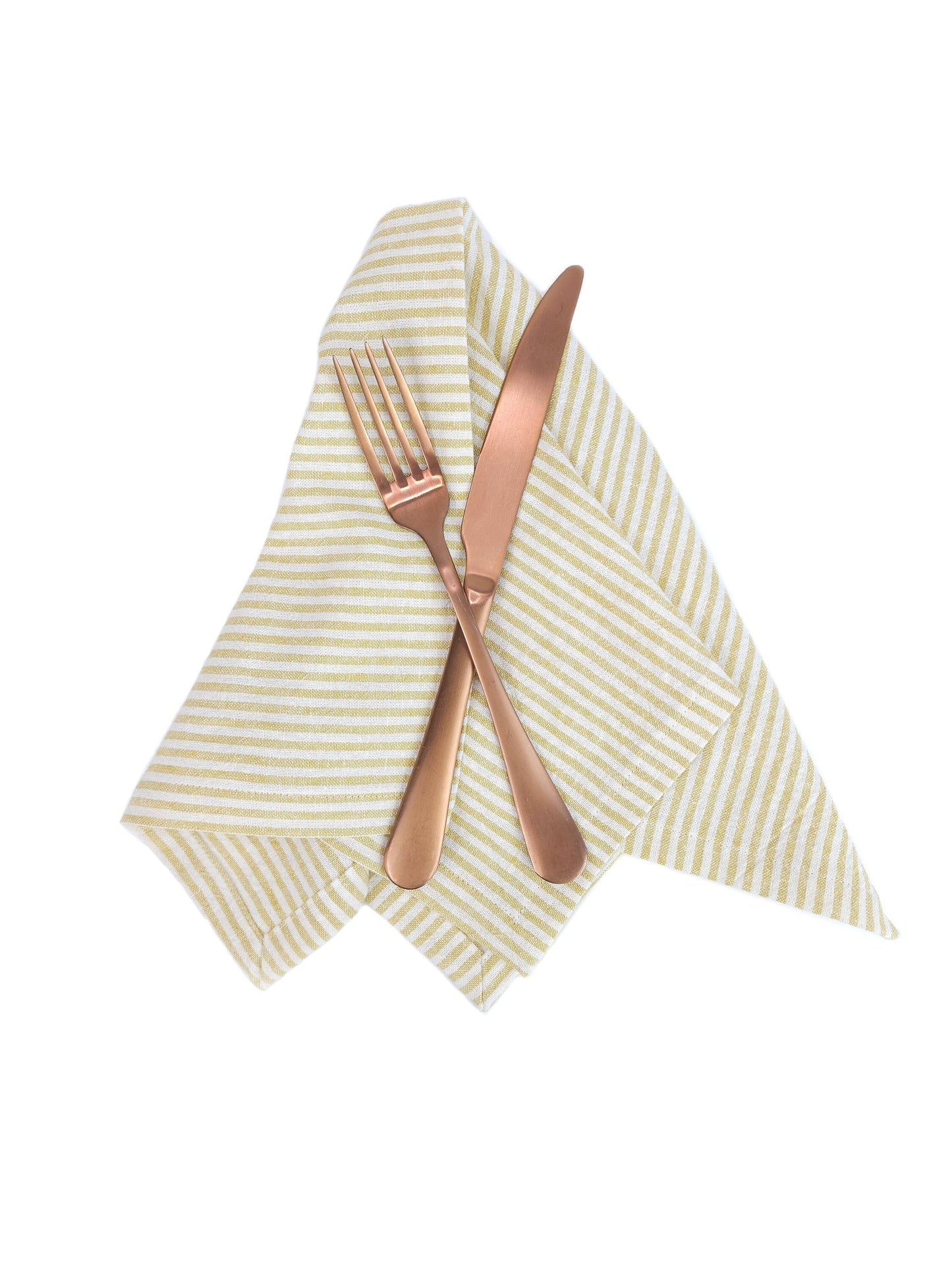 Yellow Striped Linen Napkins