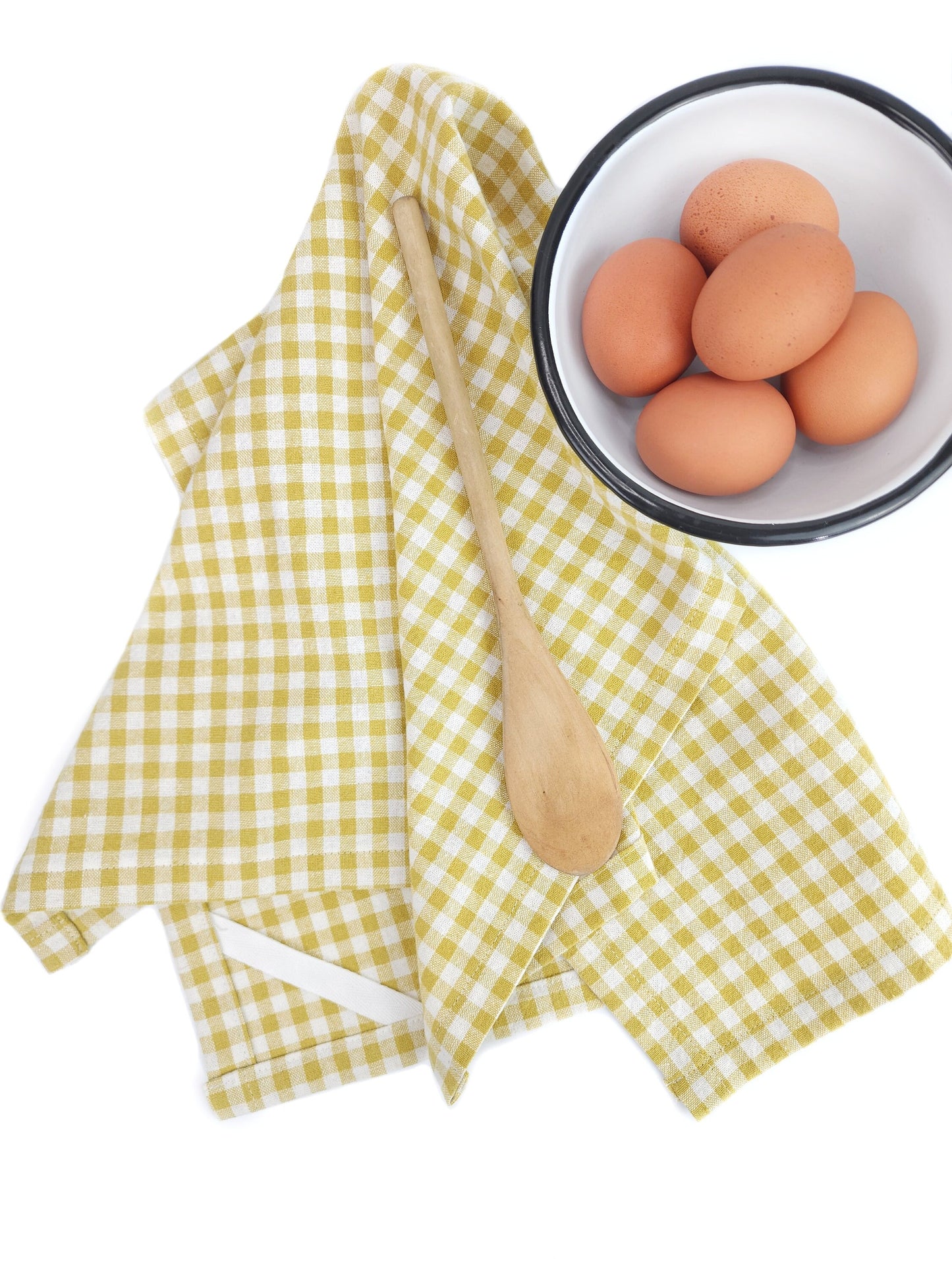 Yellow Gingham Linen Towel