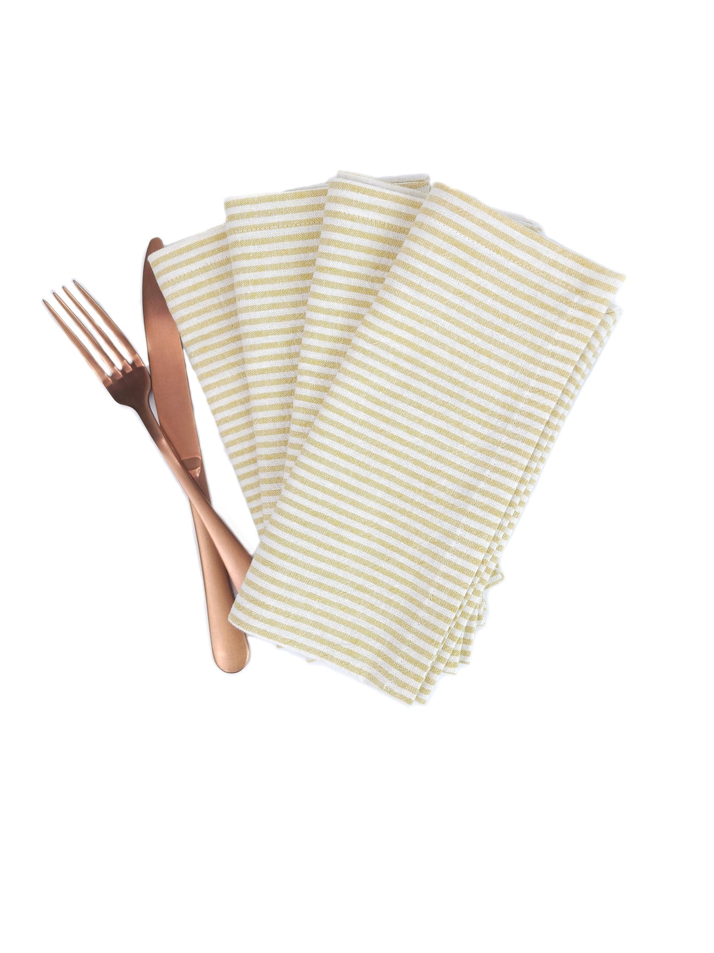 Yellow Striped Linen Napkins
