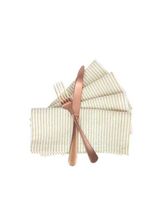 Yellow Striped Linen Napkins