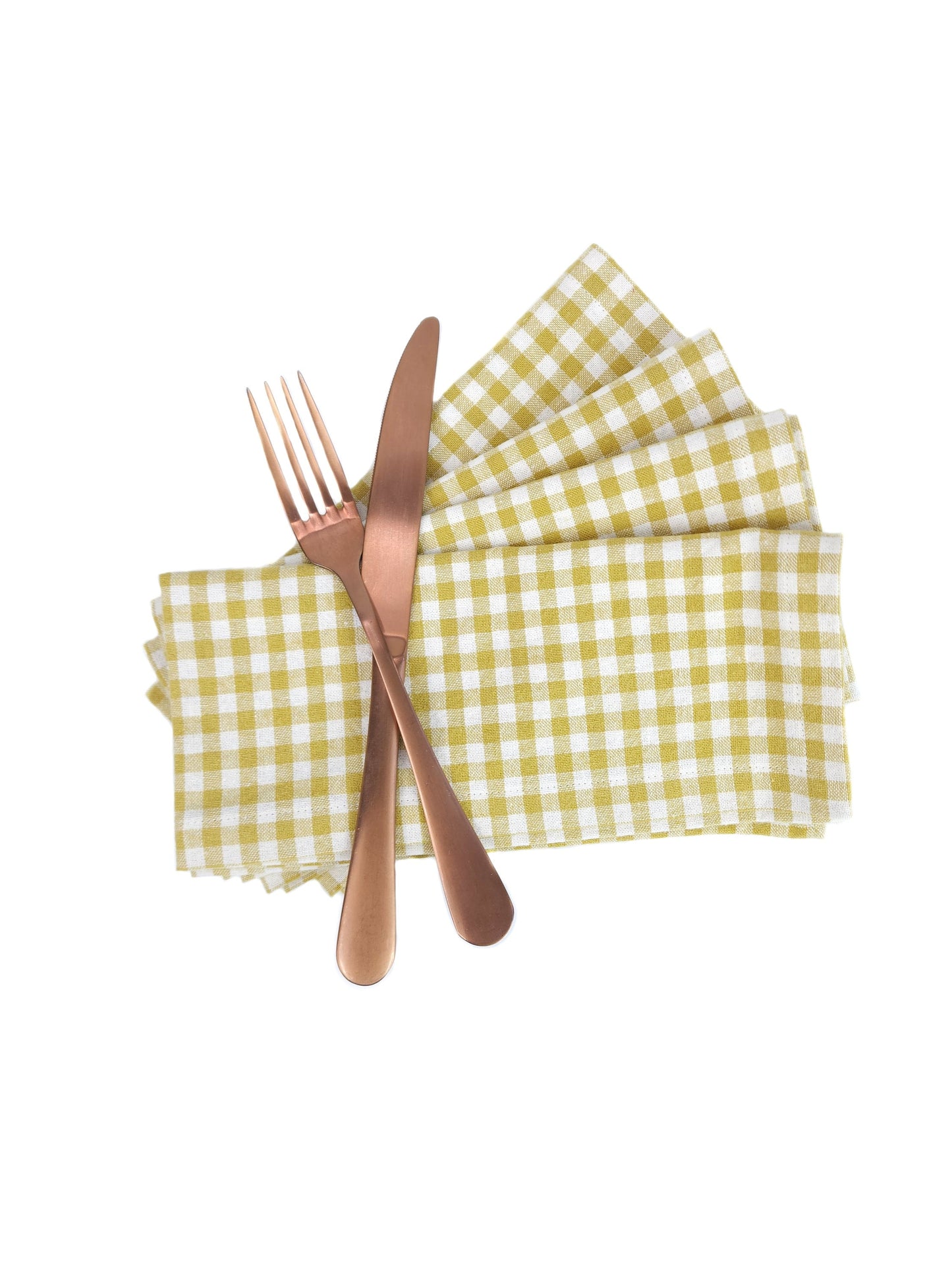 Yellow Gingham Linen Napkins