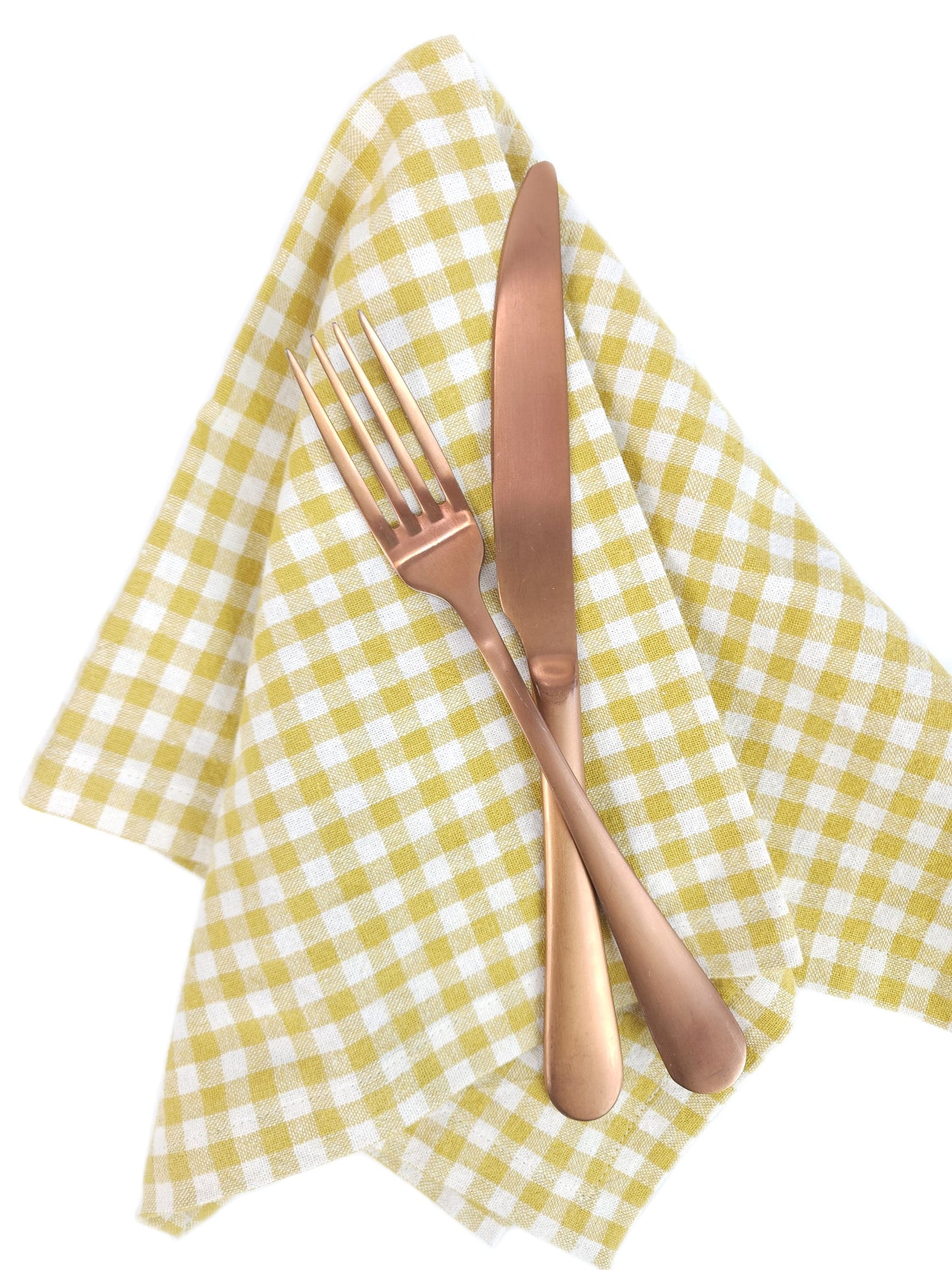 Yellow Gingham Linen Napkins