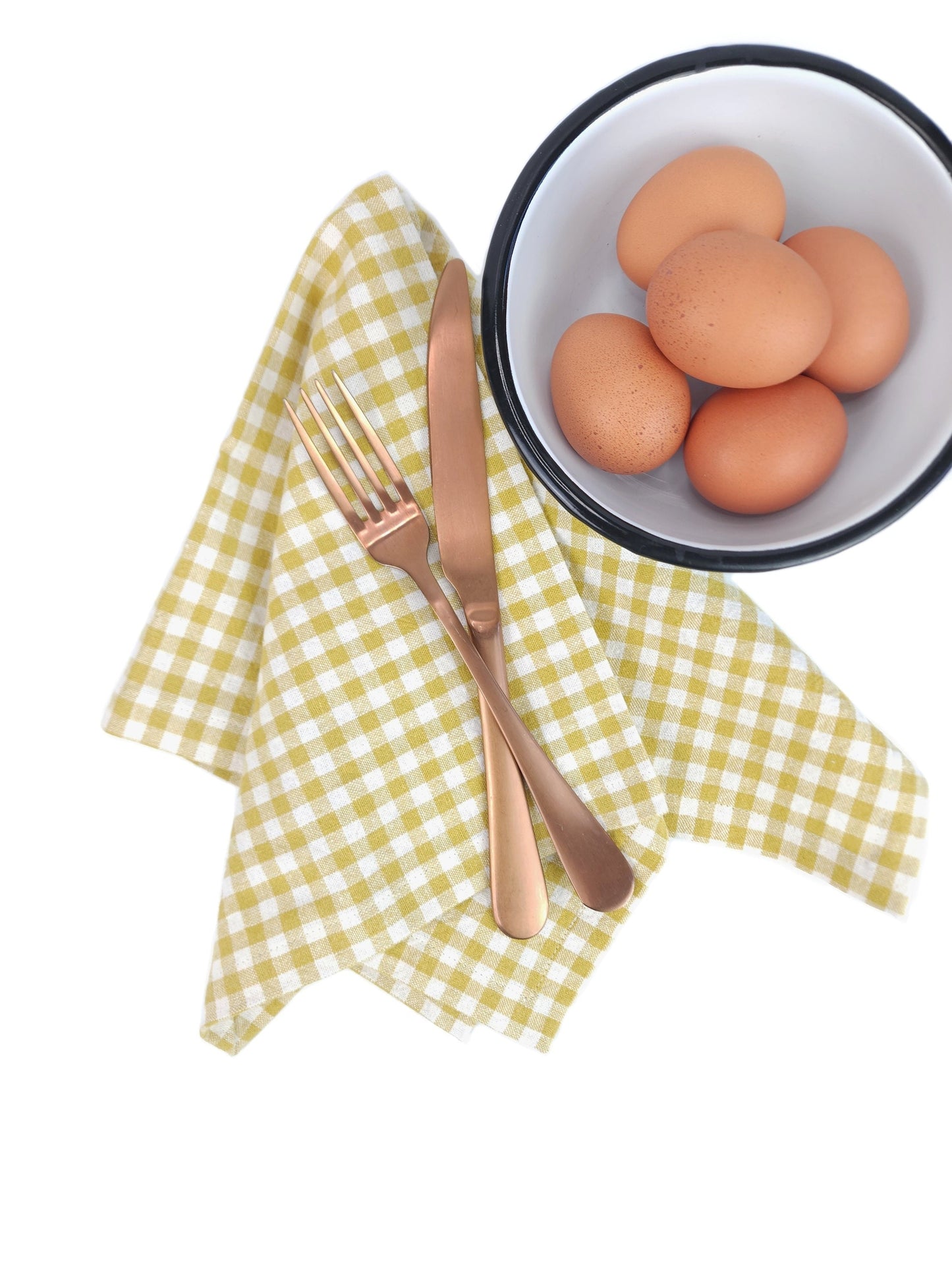 Yellow Gingham Linen Napkins