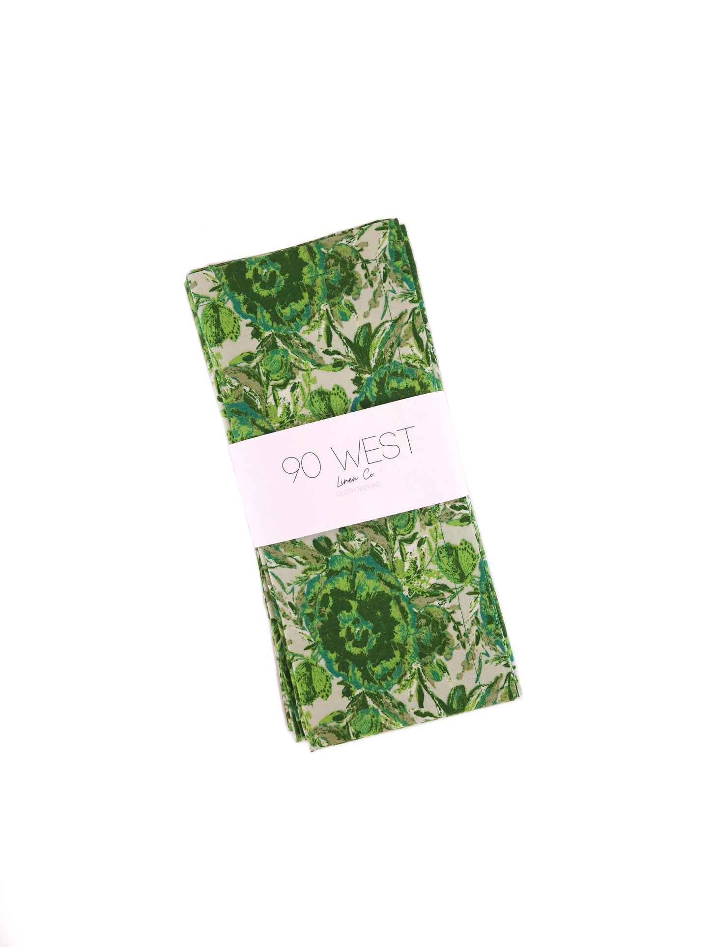 Maximalist Green Floral Cloth Napkins, Set of 4
