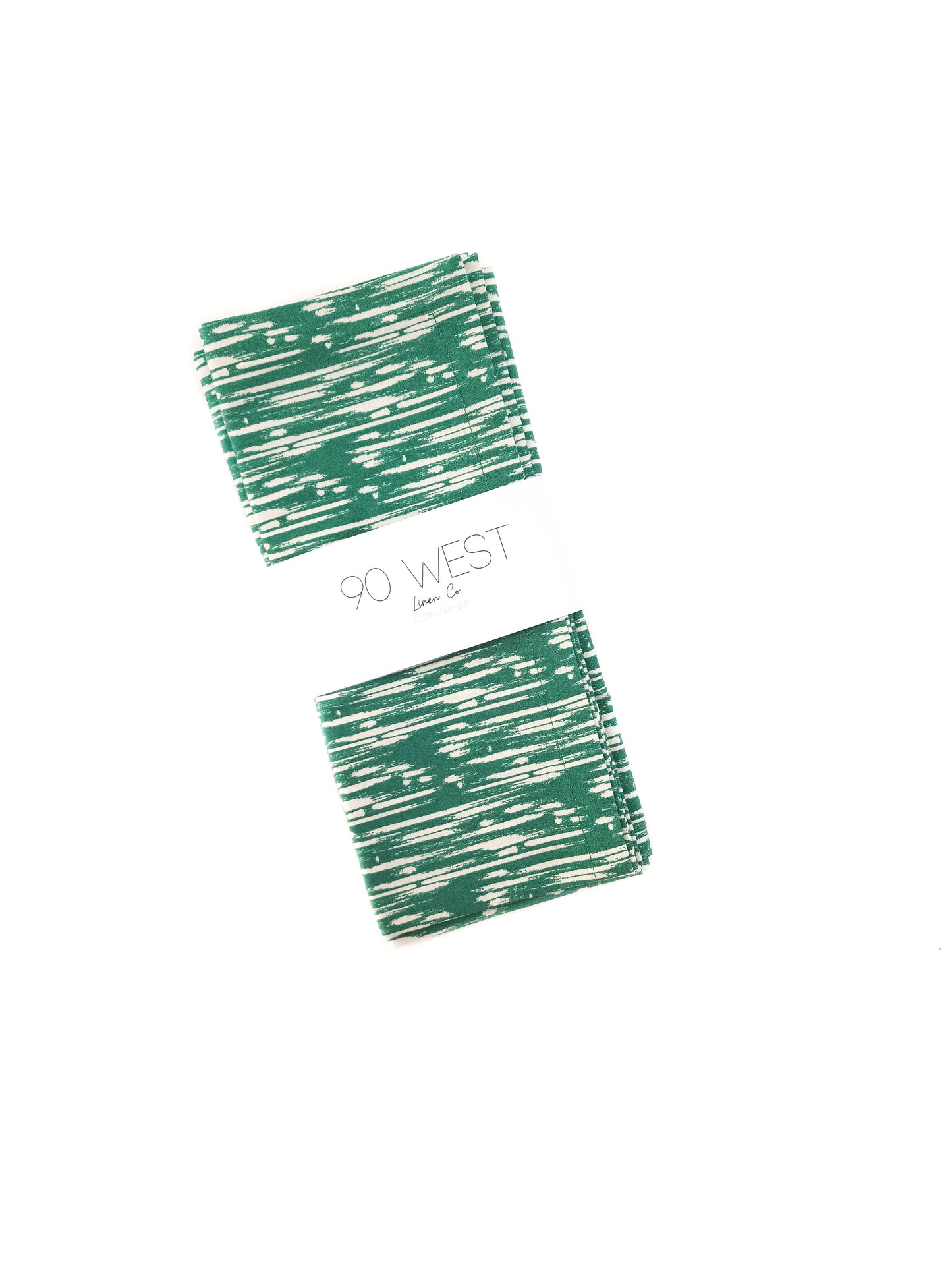 Green & White Cotton Cloth Napkins, Set of 4