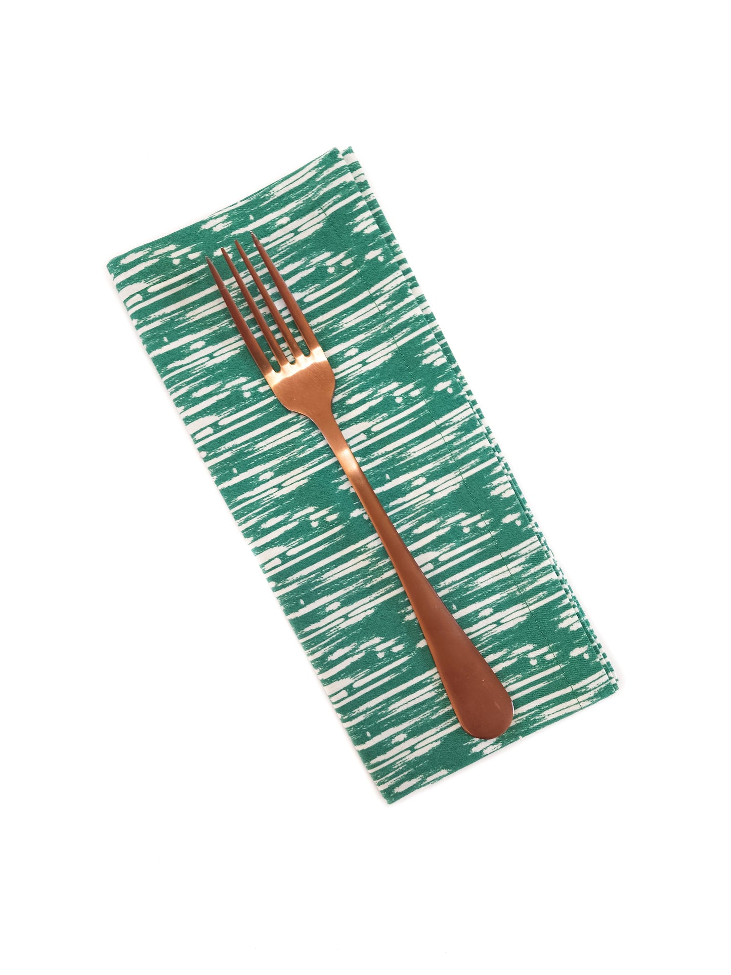 Green & White Cotton Cloth Napkins, Set of 4