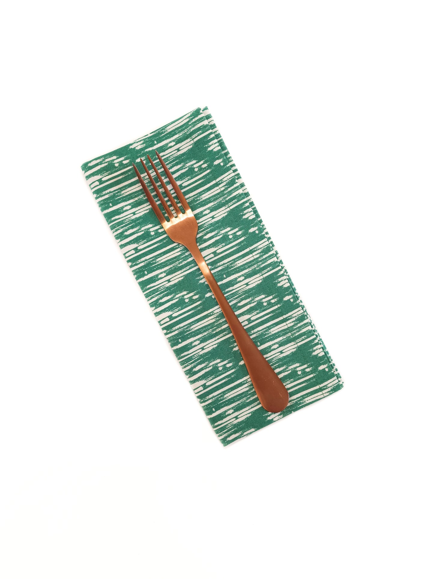 Green & White Cotton Cloth Napkins, Set of 4