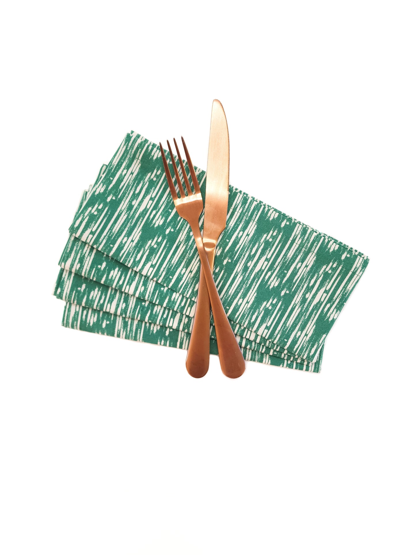 Green & White Cotton Cloth Napkins, Set of 4