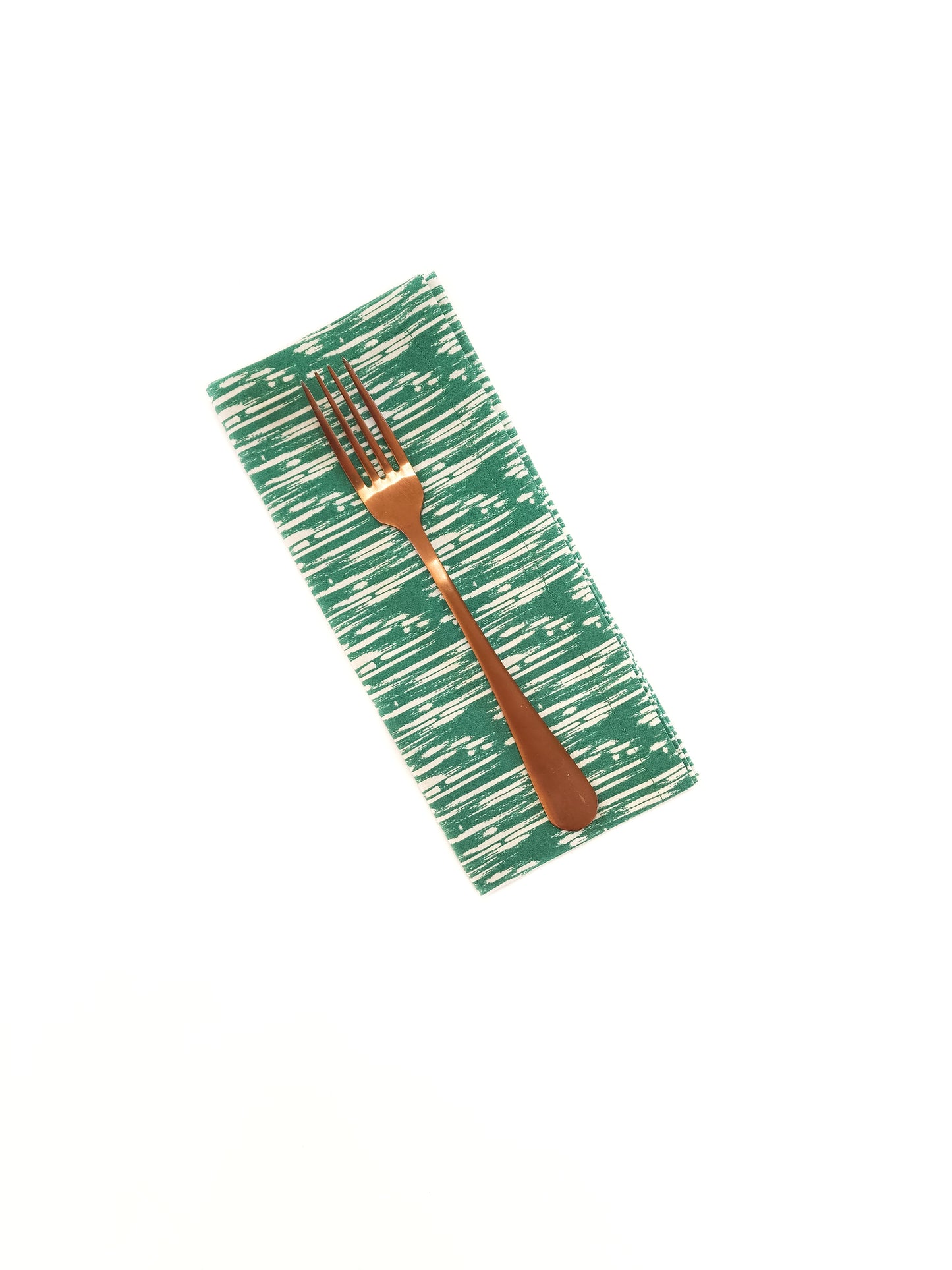 Green & White Cotton Cloth Napkins, Set of 4