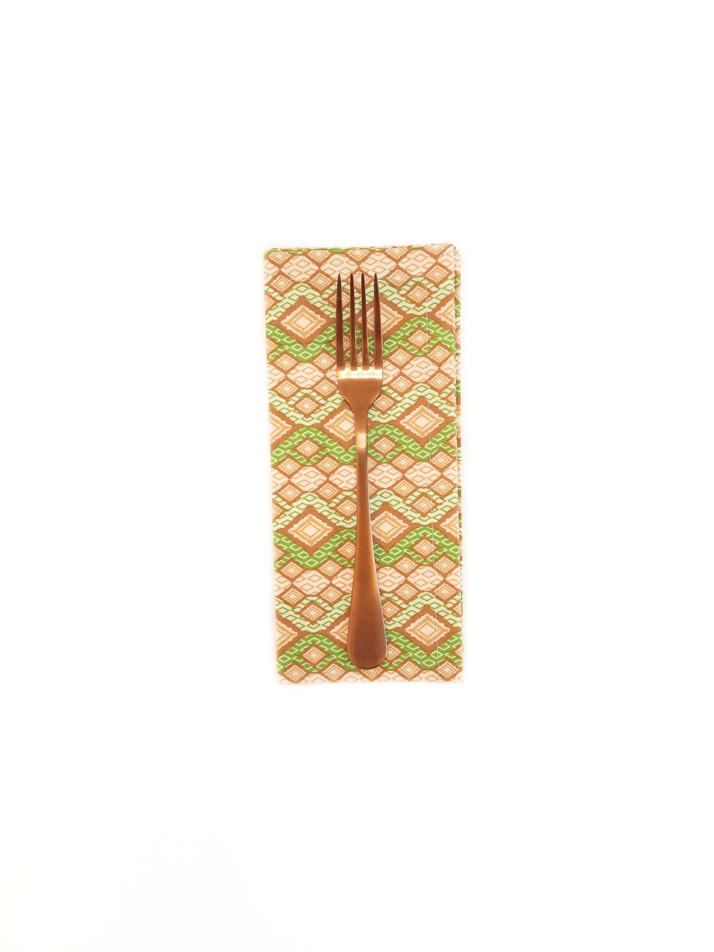 Green & Brown Geometric Cloth Napkins, Set of 4