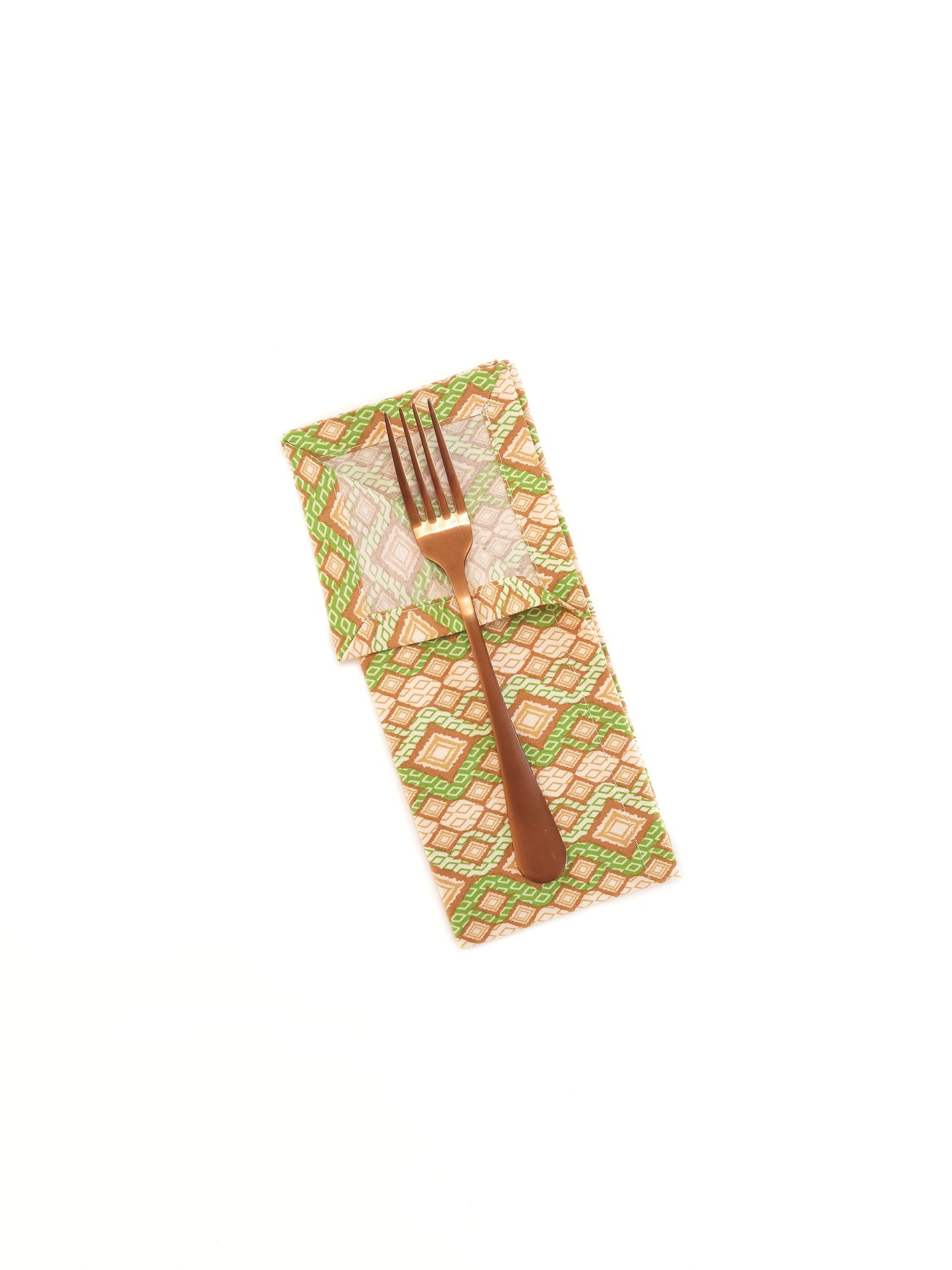 Green & Brown Geometric Cloth Napkins, Set of 4