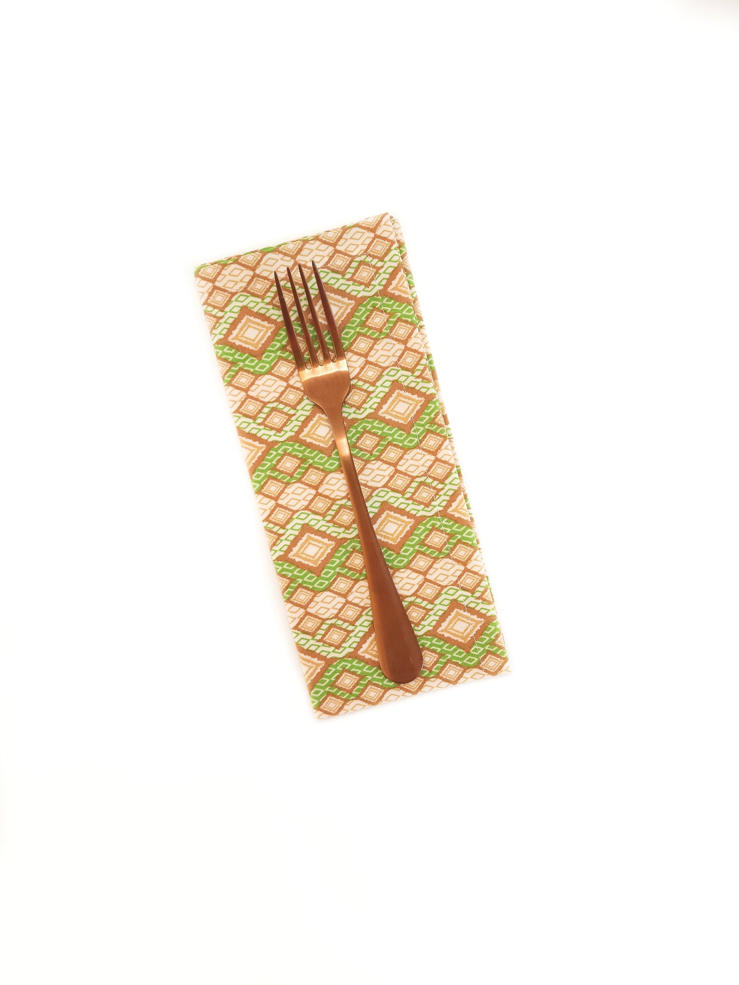 Green & Brown Geometric Cloth Napkins, Set of 4