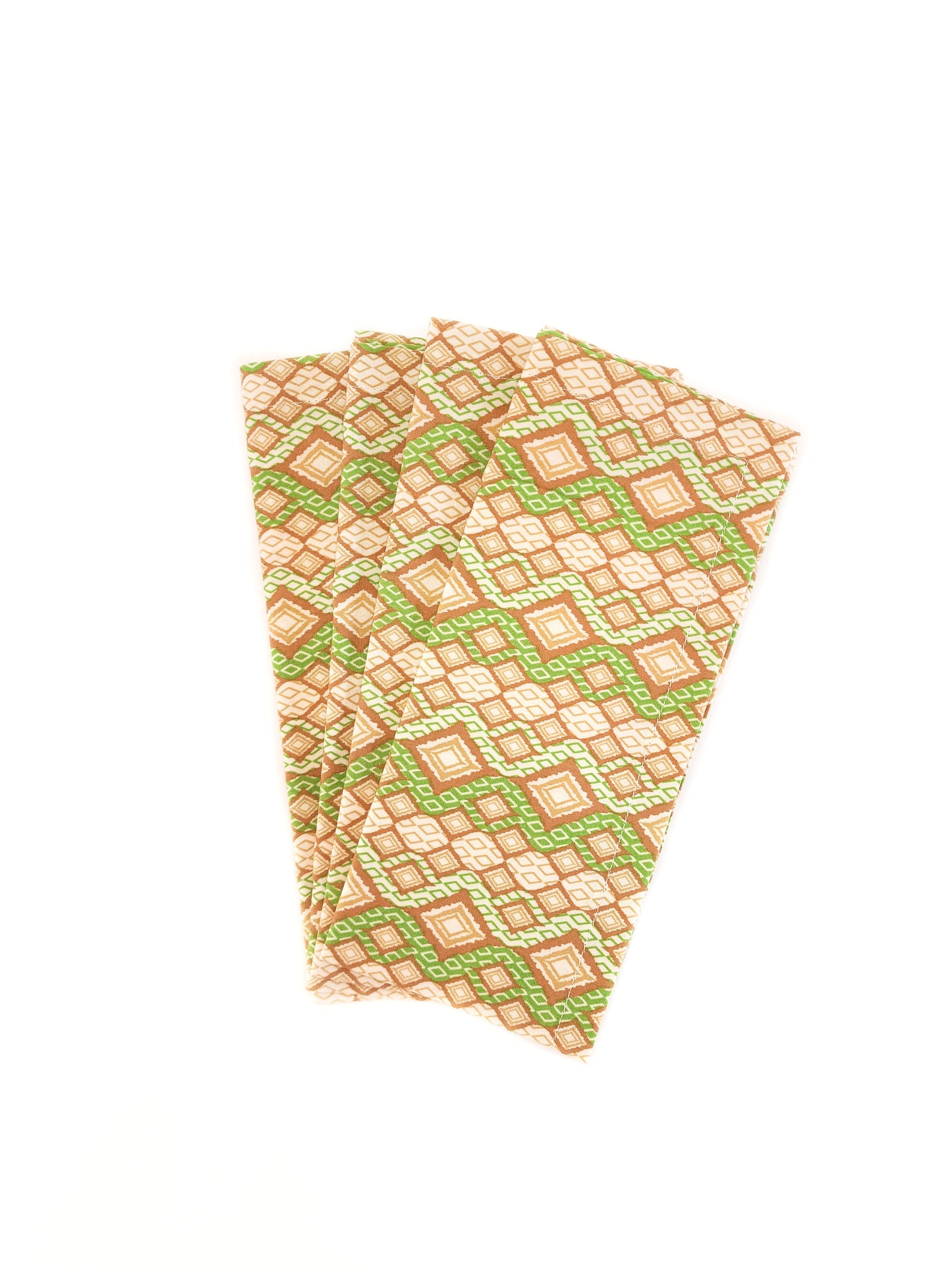 Green & Brown Geometric Cloth Napkins, Set of 4
