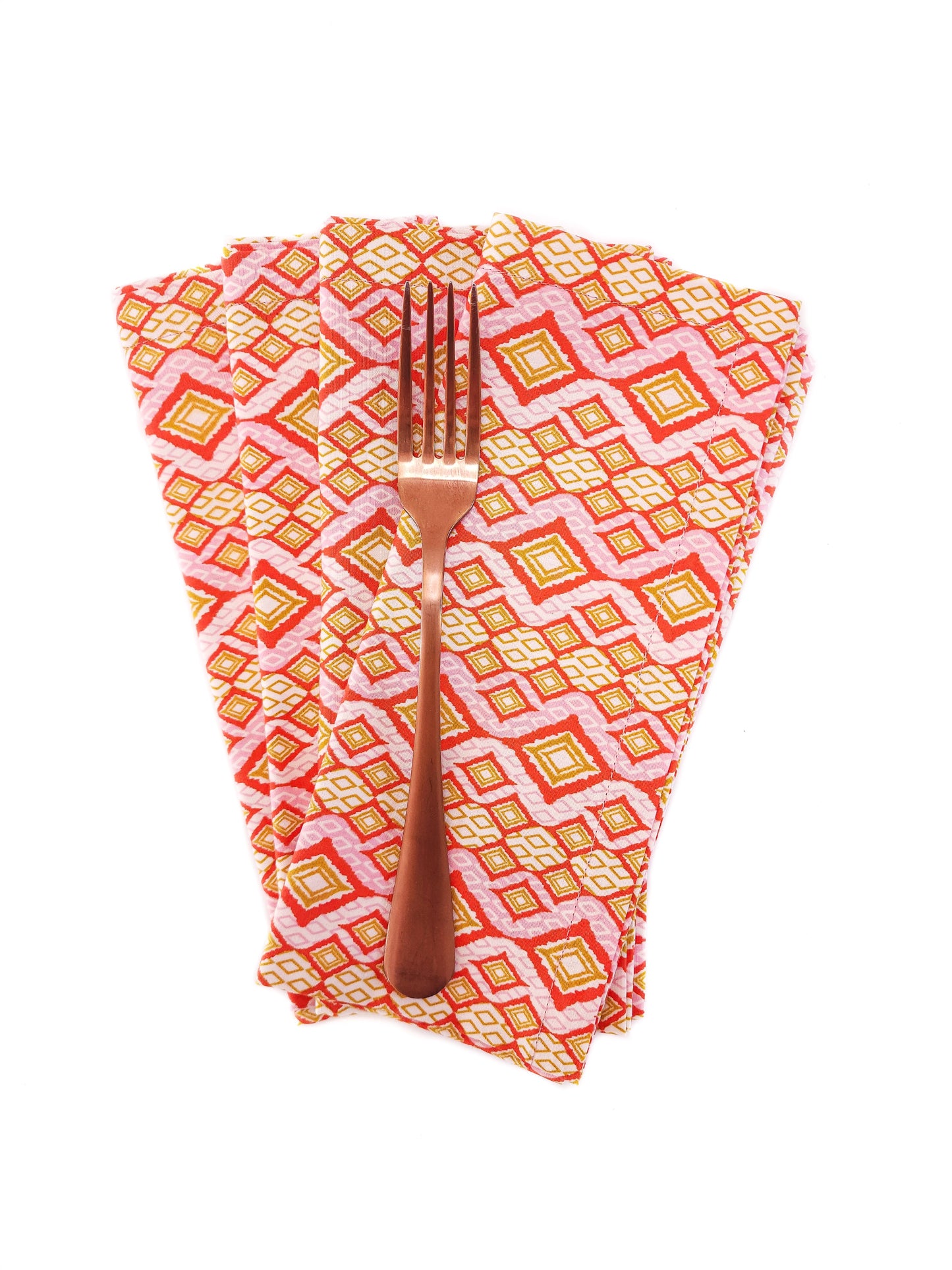 Pink & Orange Geometric Cloth Napkins, Set of 4