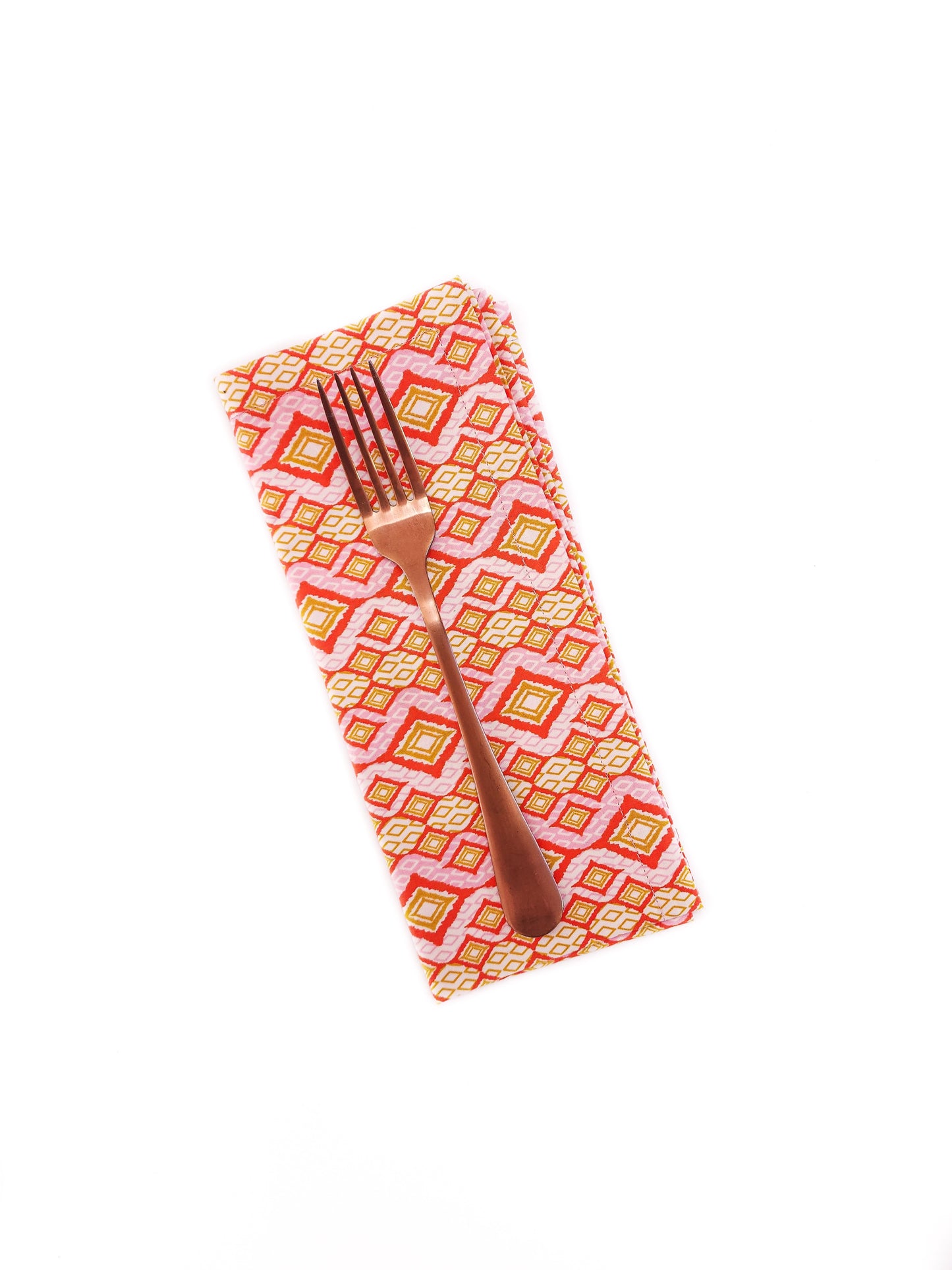 Pink & Orange Geometric Cloth Napkins, Set of 4