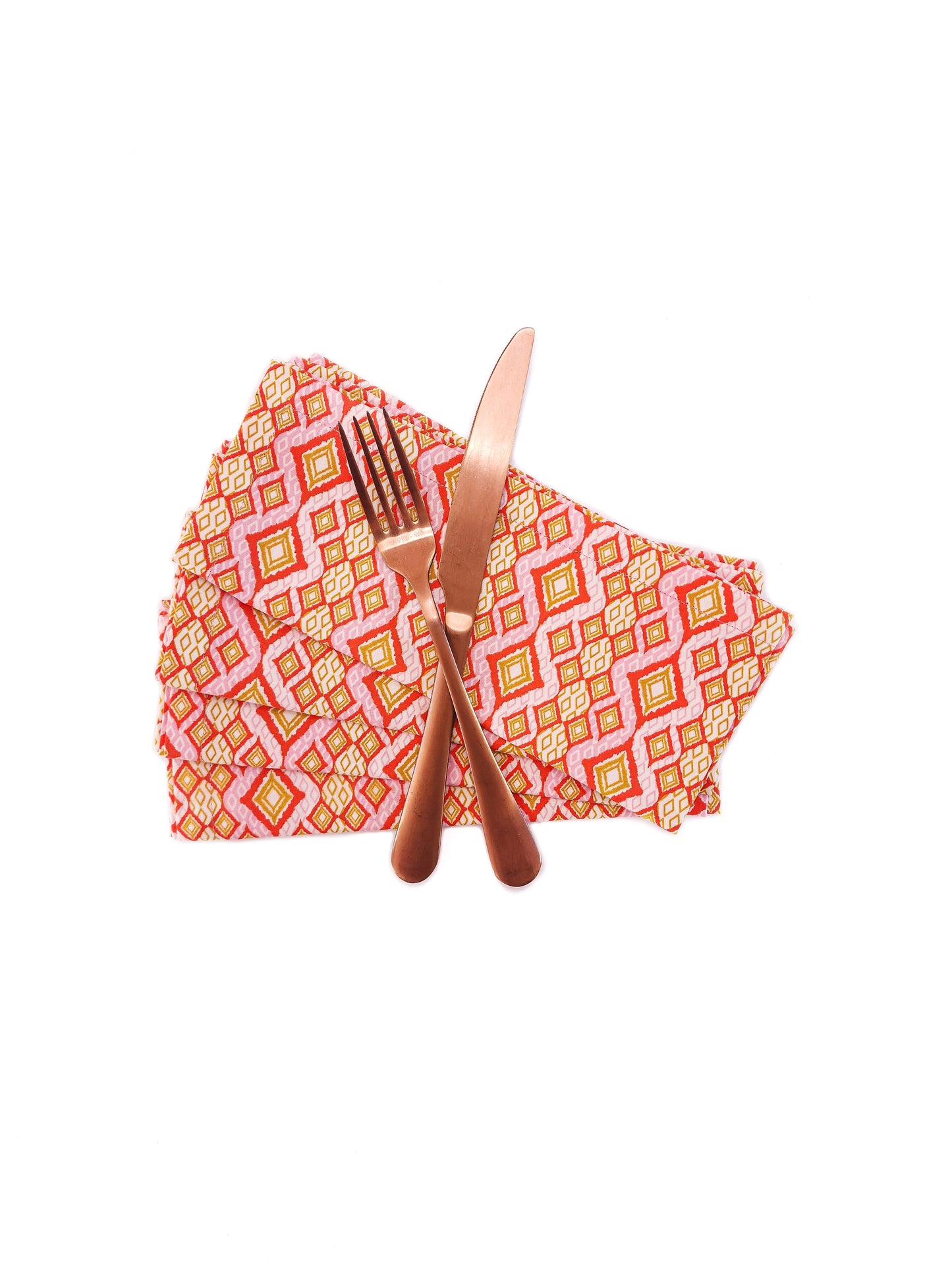 Pink & Orange Geometric Cloth Napkins, Set of 4