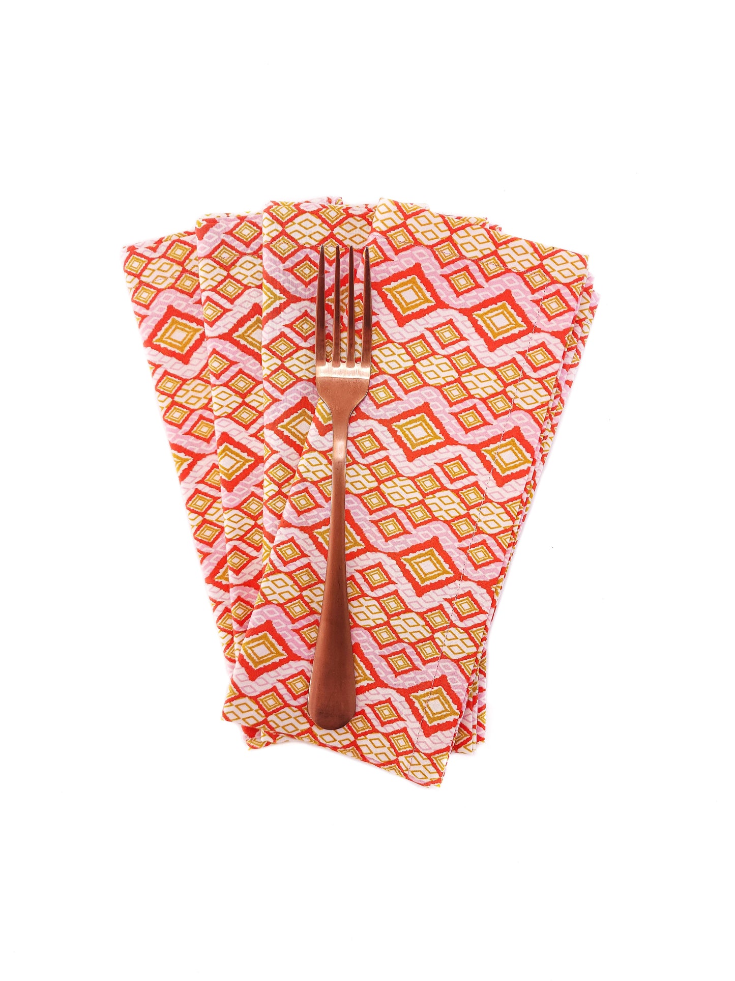 Pink & Orange Geometric Cloth Napkins, Set of 4