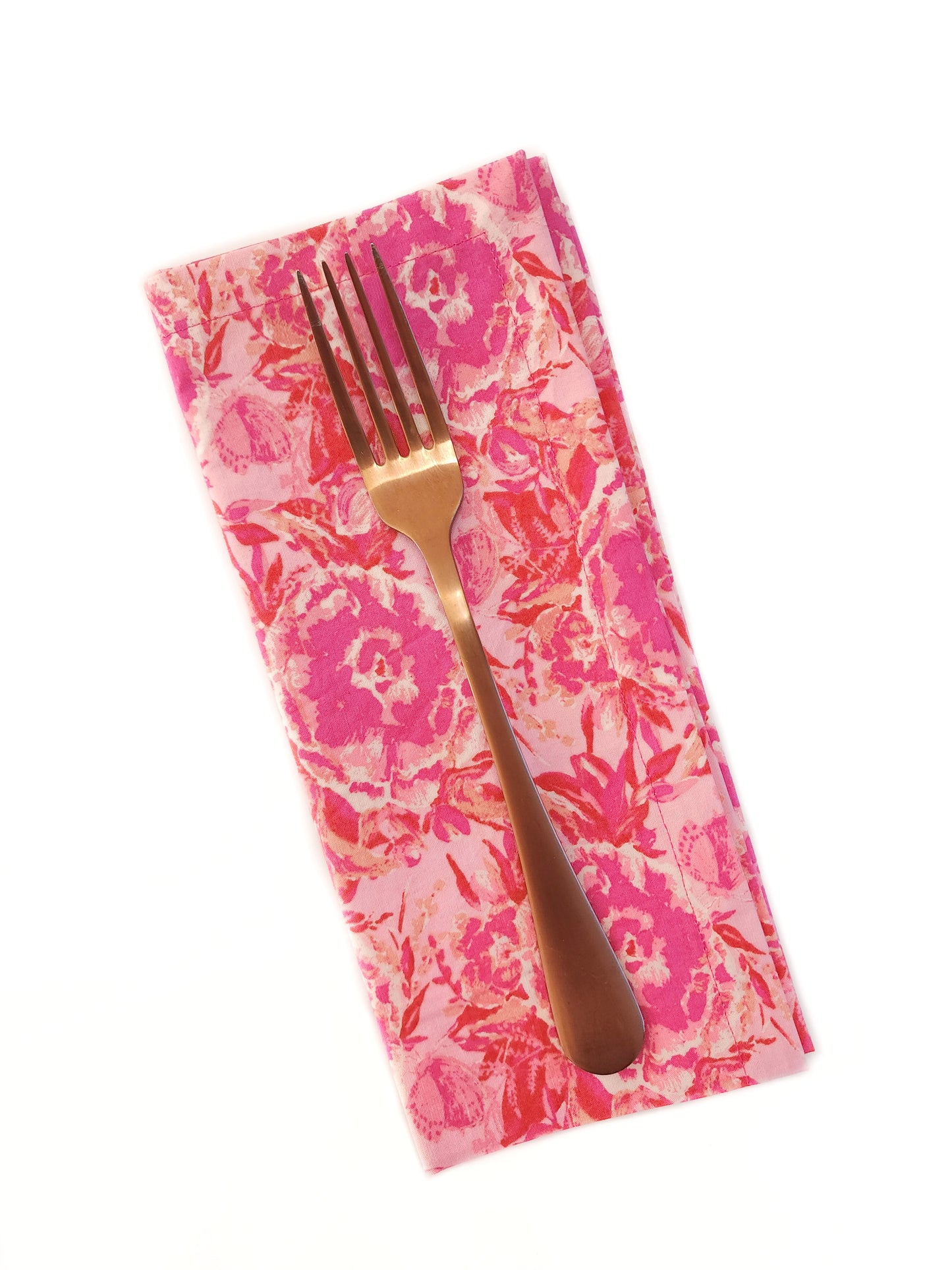 Maximalist Pink Floral Cloth Napkins, Set of 4