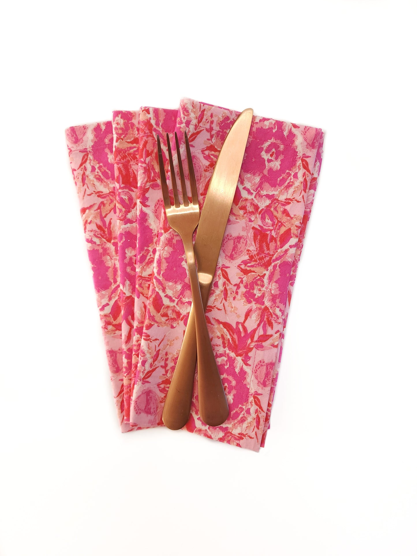 Maximalist Pink Floral Cloth Napkins, Set of 4