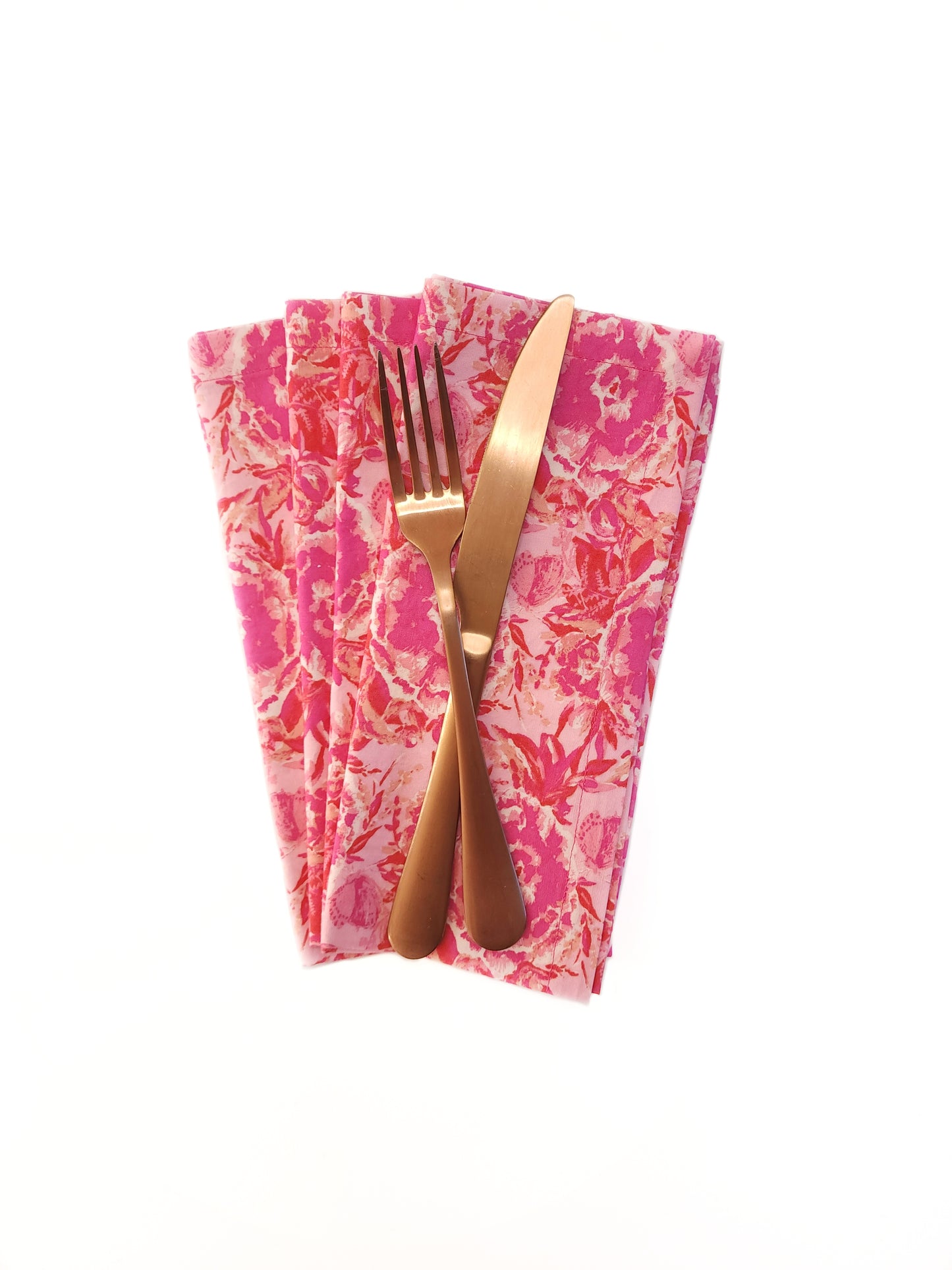 Maximalist Pink Floral Cloth Napkins, Set of 4