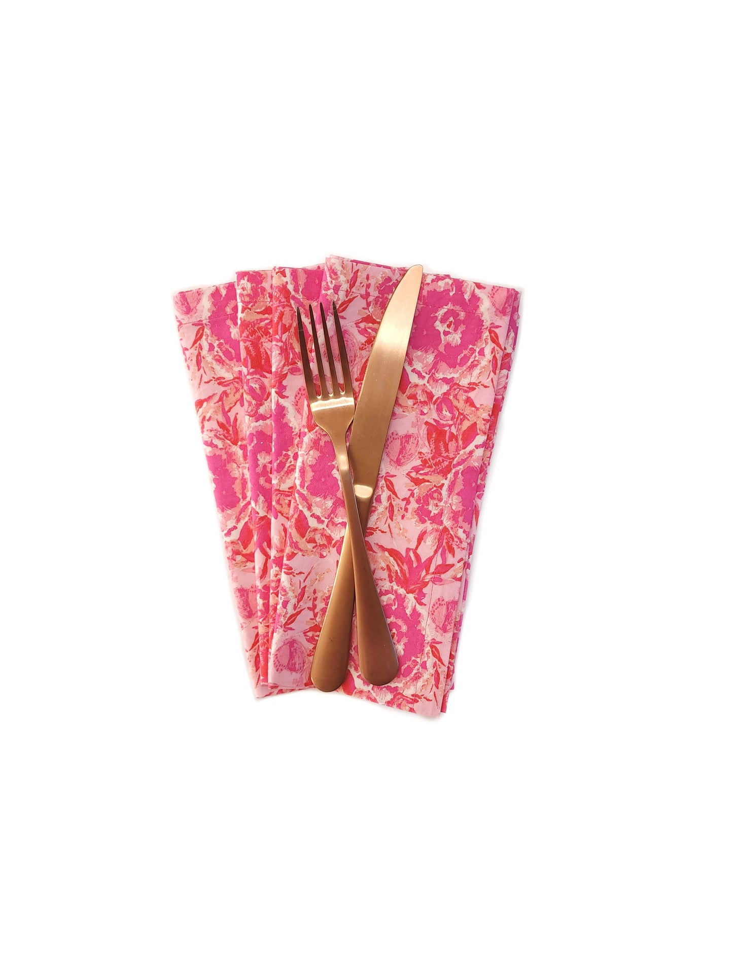 Maximalist Pink Floral Cloth Napkins, Set of 4
