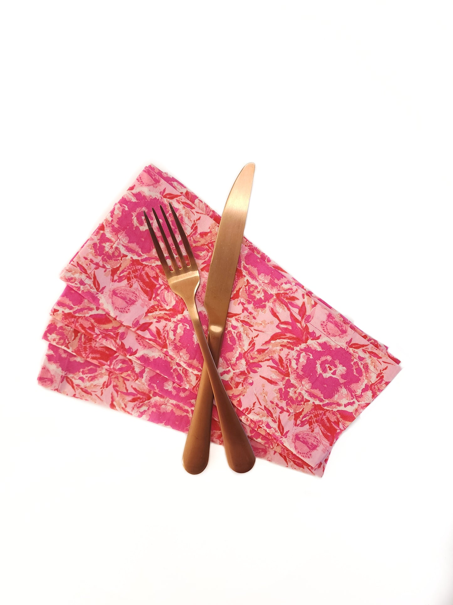 Maximalist Pink Floral Cloth Napkins, Set of 4