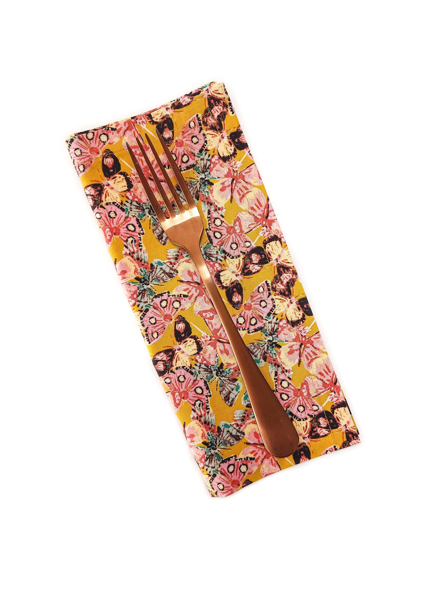 Golden Butterfly Cloth Napkins, Set of 4