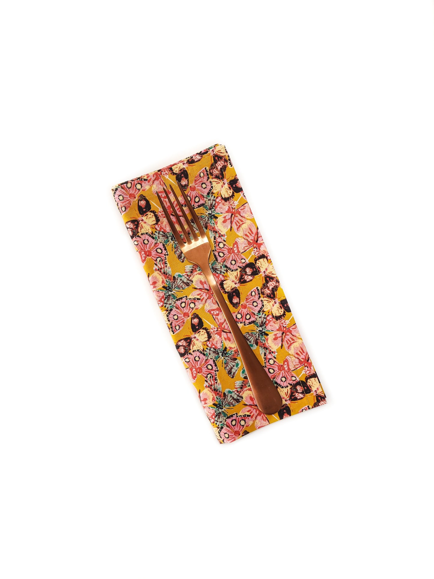 Golden Butterfly Cloth Napkins, Set of 4