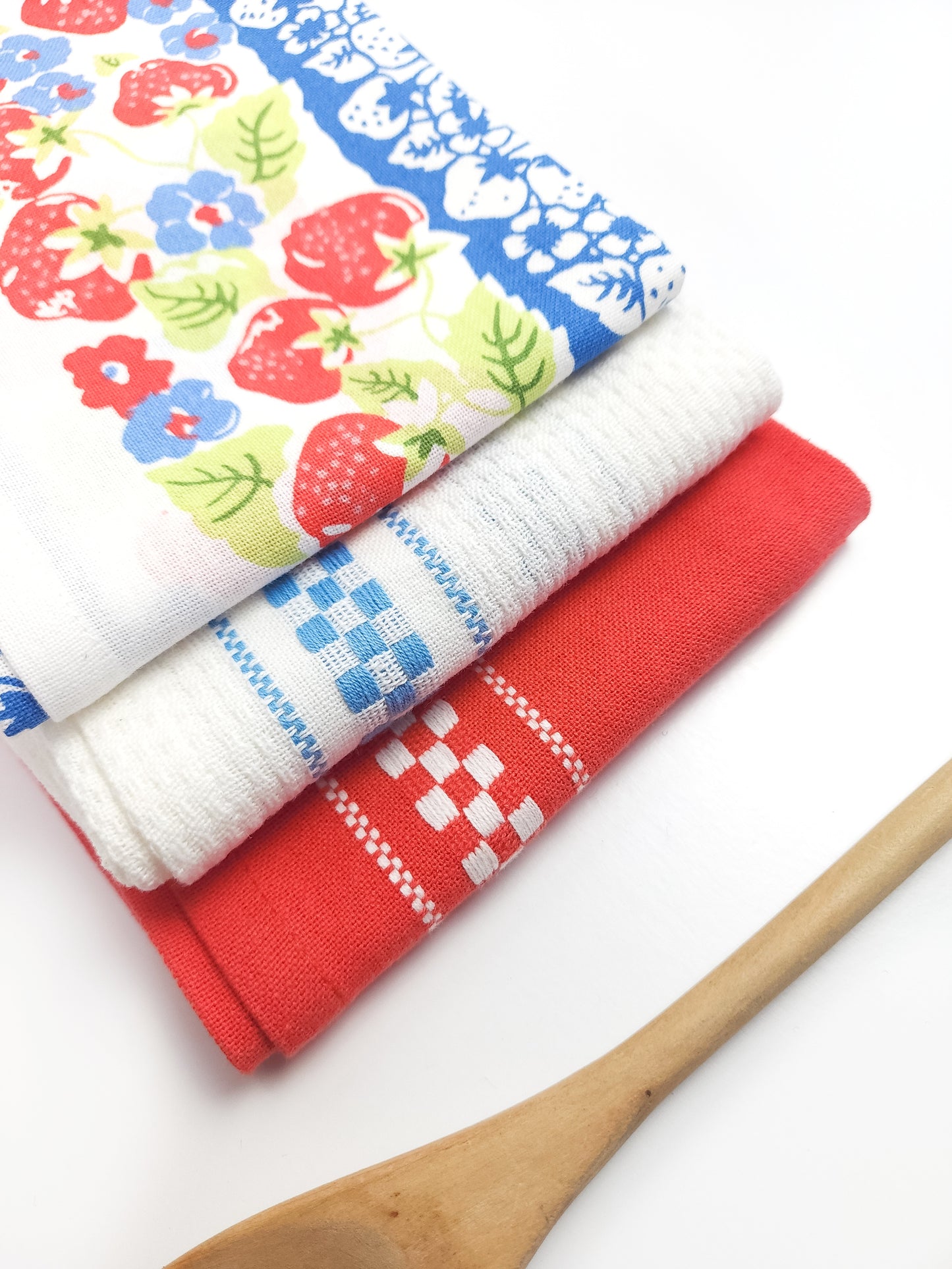 White and Blue Waffle Weave Towel