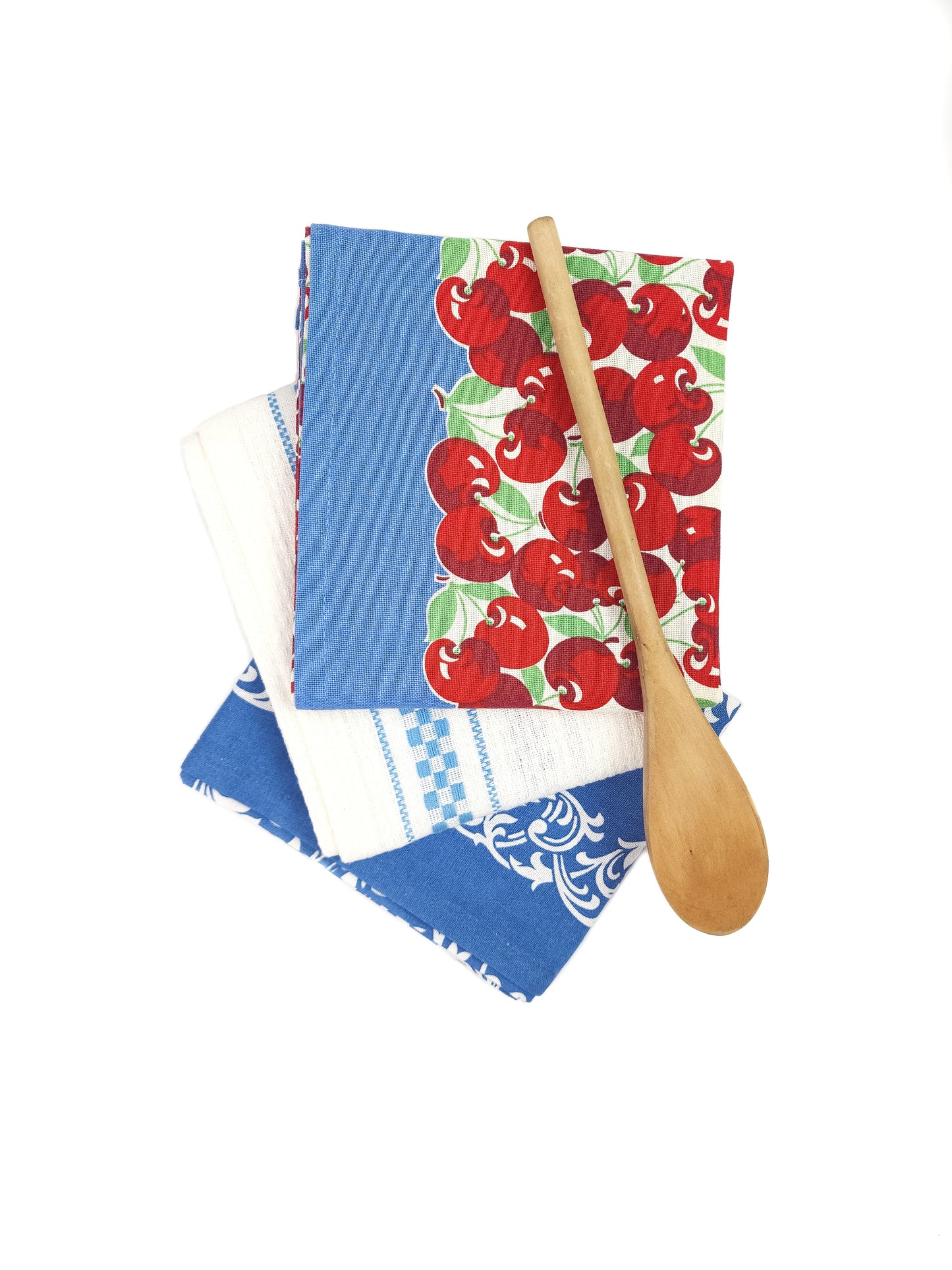 White and Blue Waffle Weave Towel