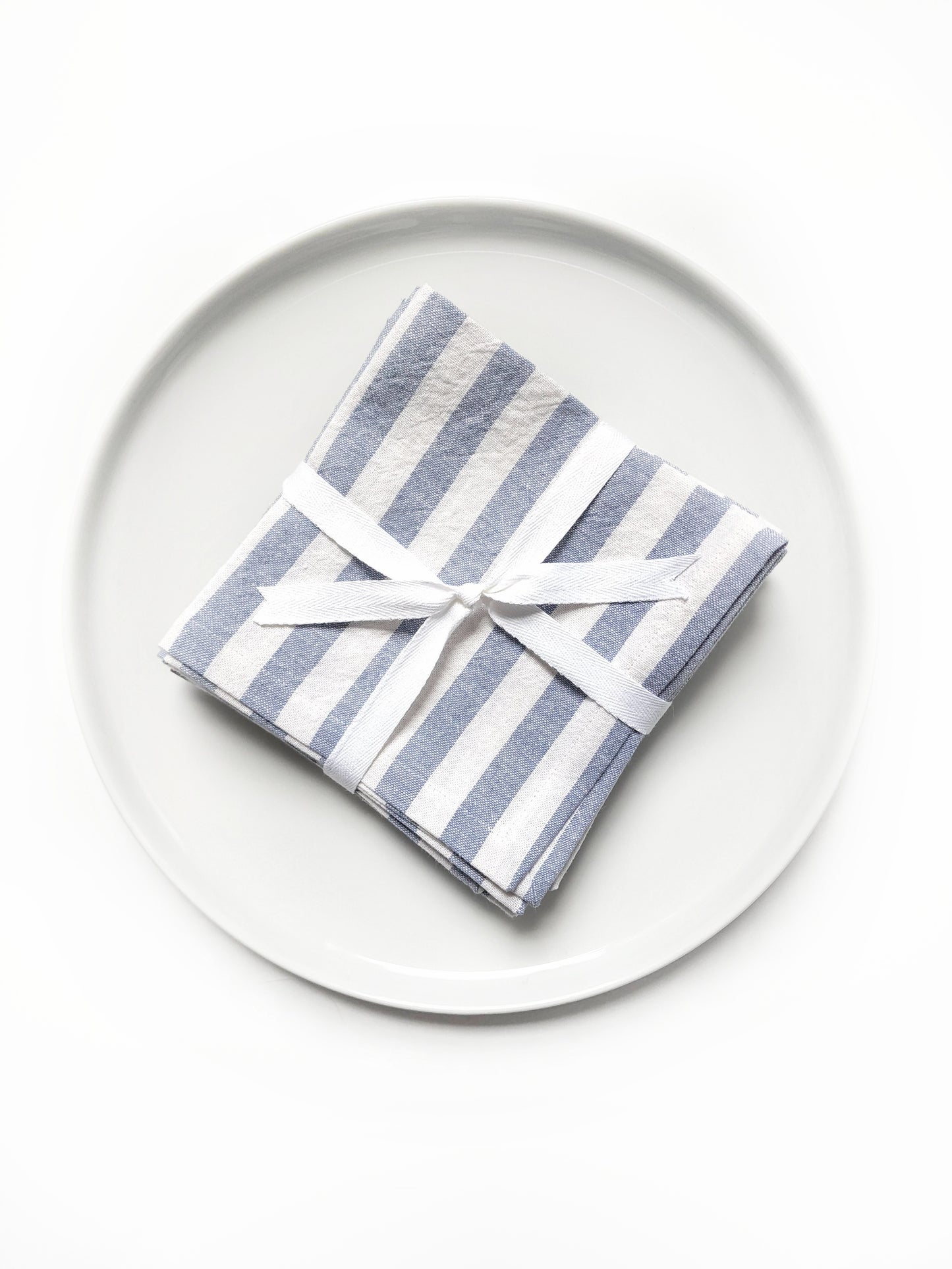 Blue Striped Linen Cocktail Napkins