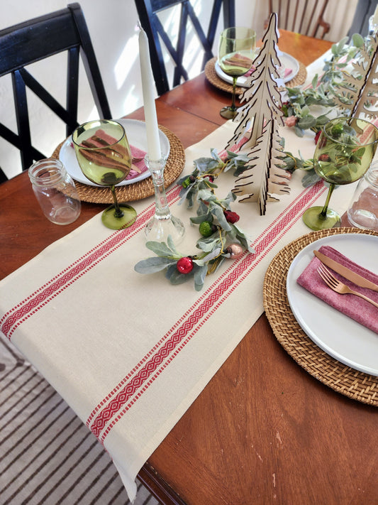 Ivory Scandinavian Christmas  Table Runner