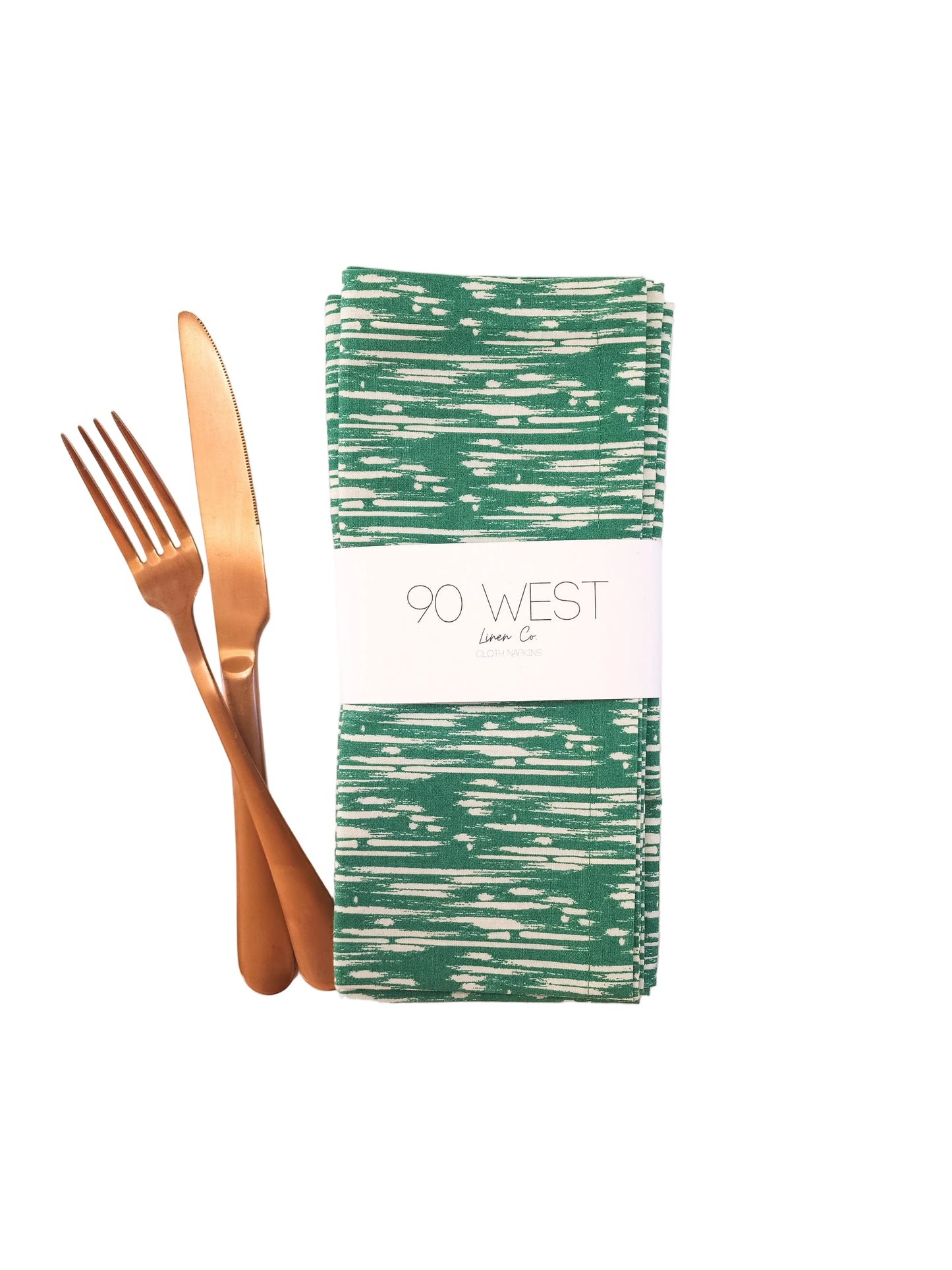 Green & White Cotton Cloth Napkins, Set of 4